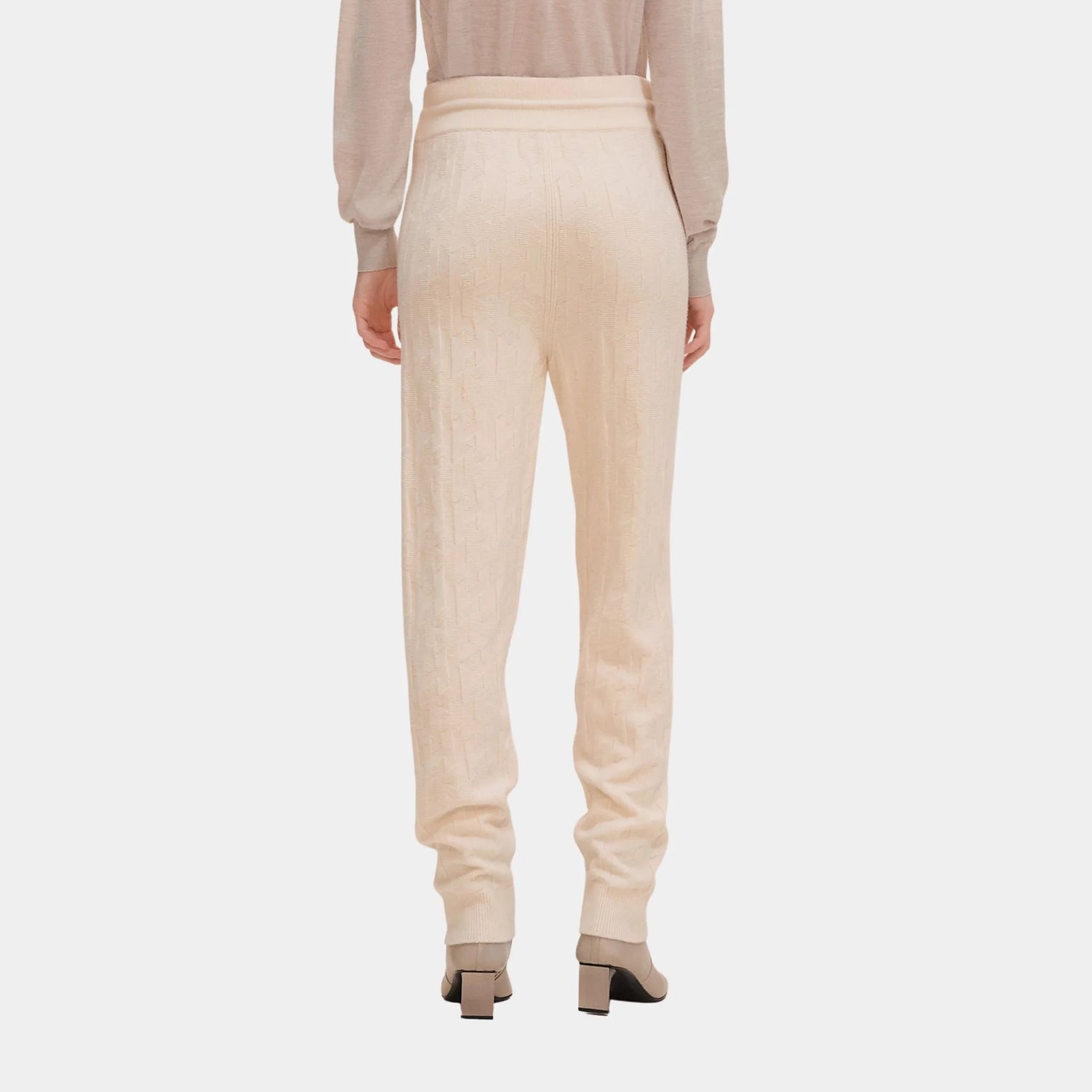 Hermes H Jogging Pants in Plain Wool, Blanc Naturel, Back
