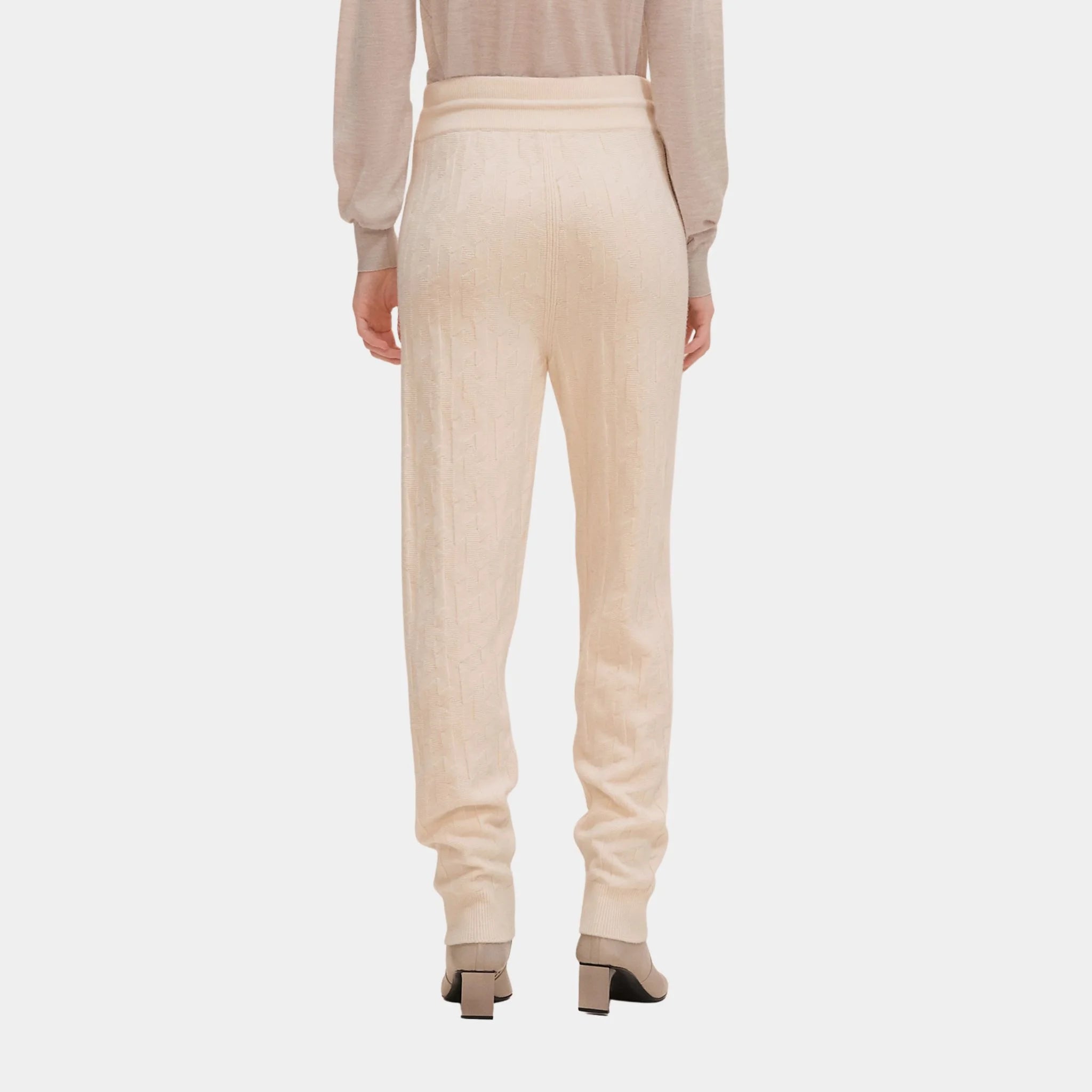 Hermes H Jogging Pants in Plain Wool, Blanc Naturel, Back