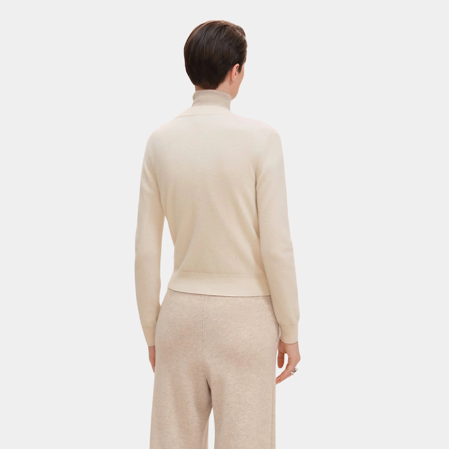 Hermes H Lift Long-sleeve Sweater in Plain Scottish Cashmere, Blanc Naturel, Back