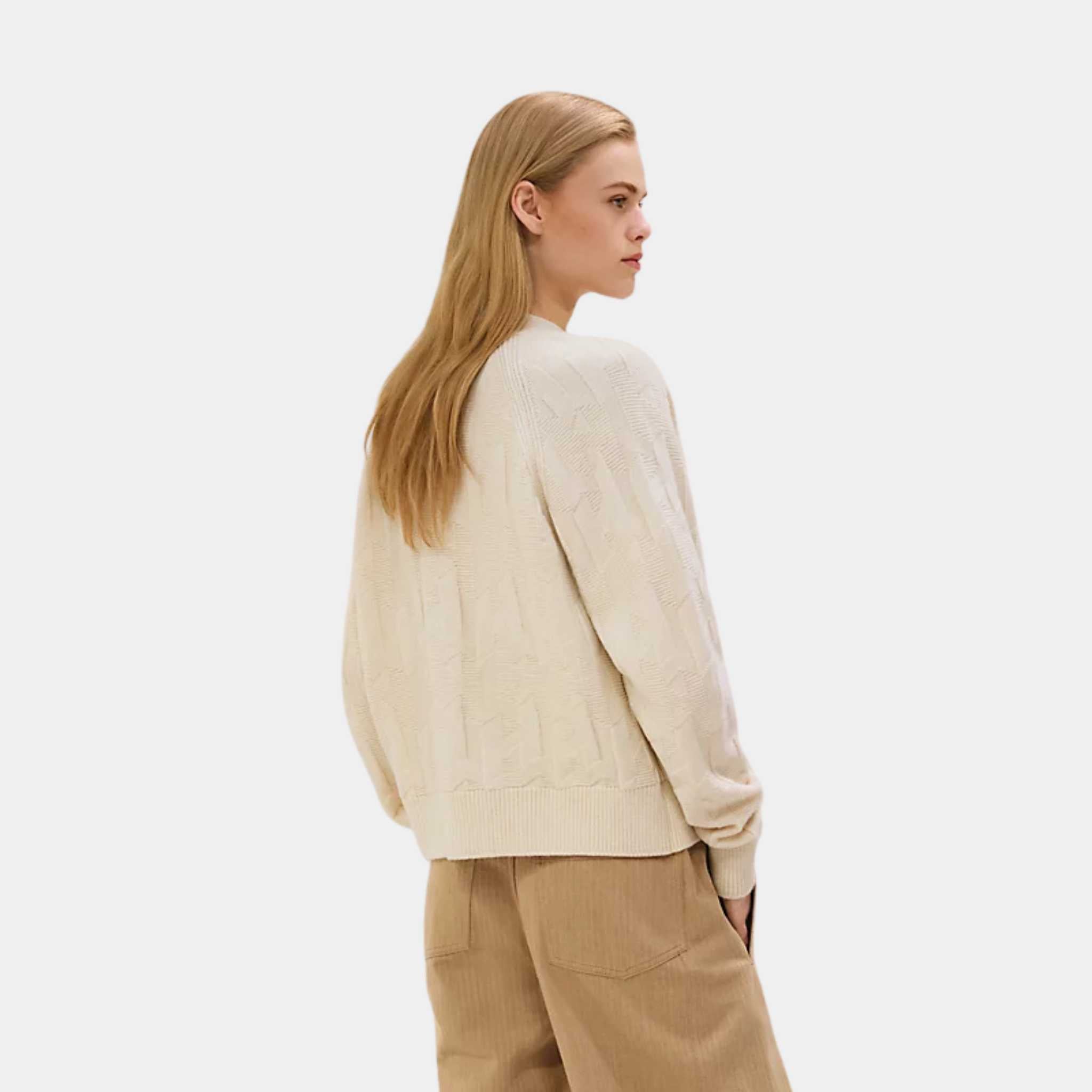 Hermes H Long-Sleeve Cardigan Blanc Naturel, Side, Model