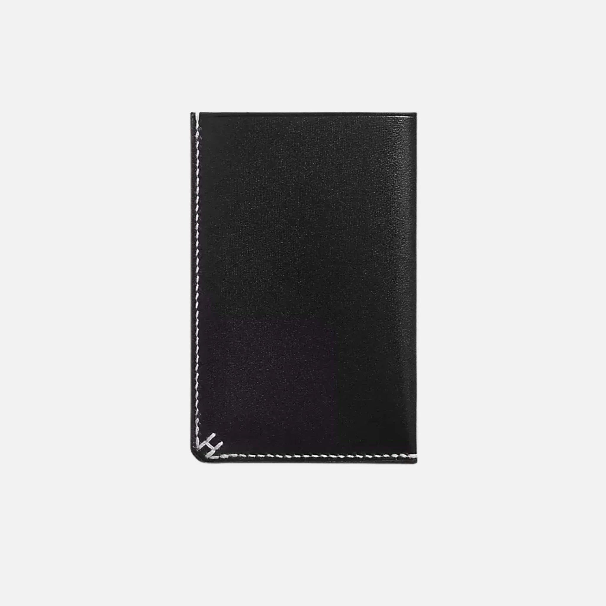 Hermes H Sellier Card Holder Box Calfskin , Black, Front