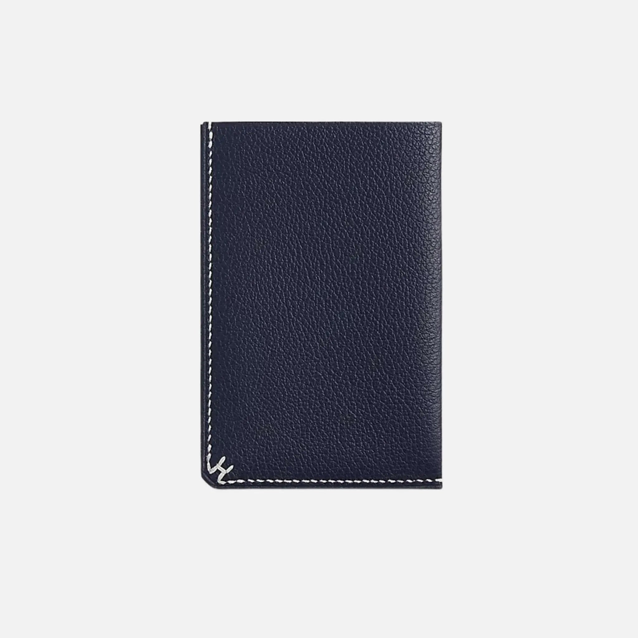 Hermes H Sellier Card Holder Evercolor Calfskin, Bleu Nuit, Front