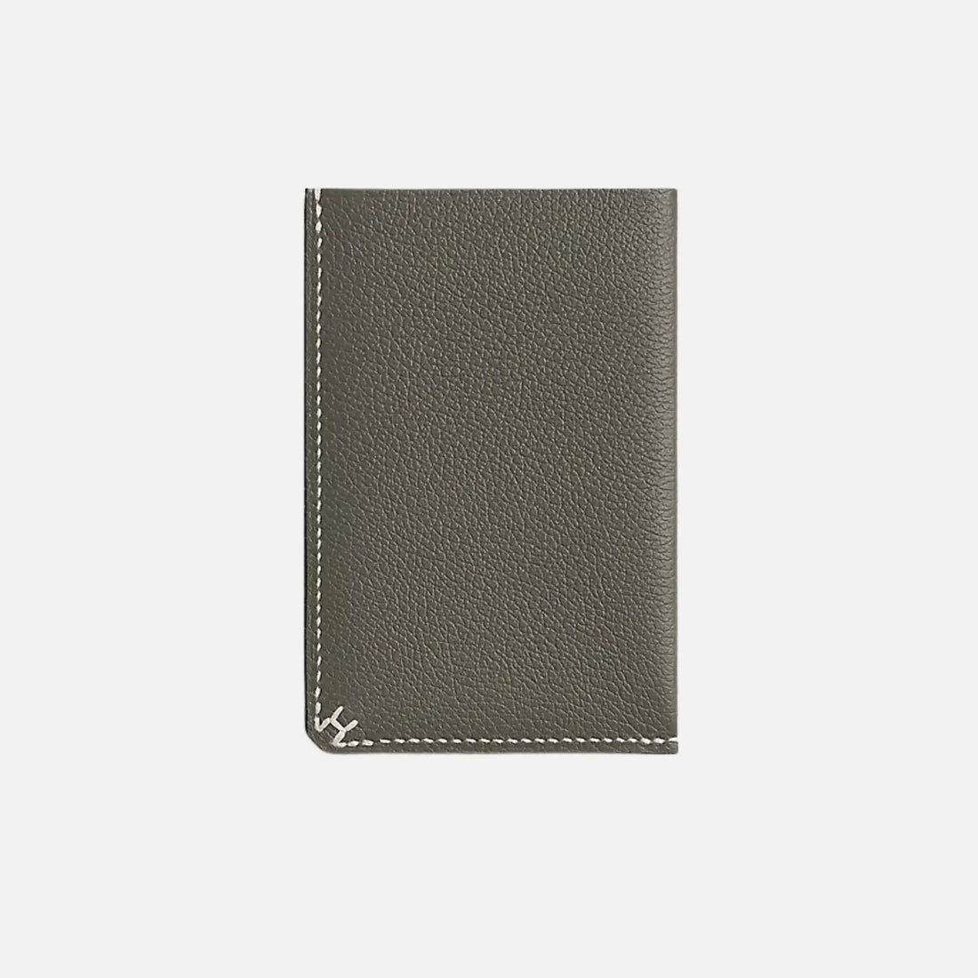 Hermes H Sellier Card Holder Evercolor Calfskin, Gris Meyer, Front