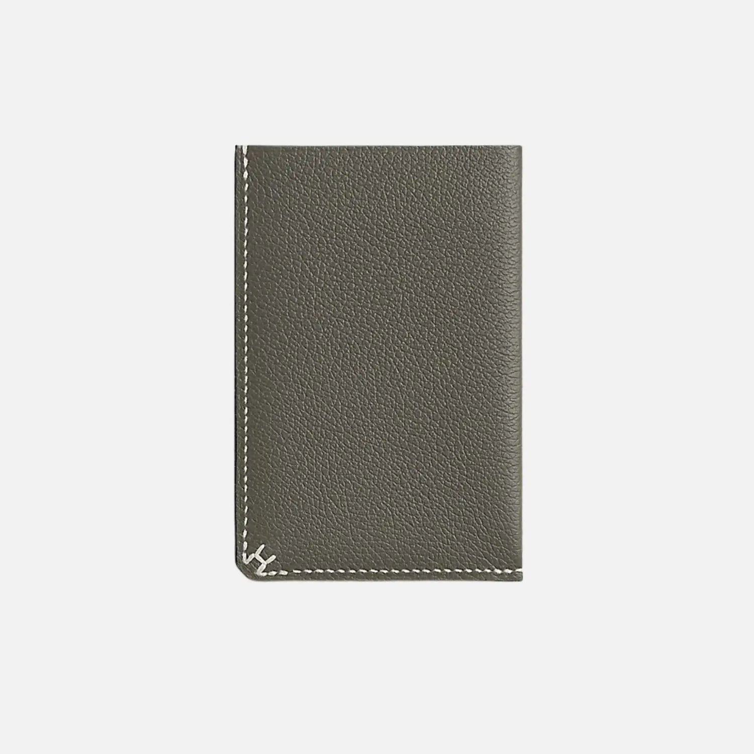 Hermes H Sellier Card Holder Evercolor Calfskin, Gris Meyer, Front