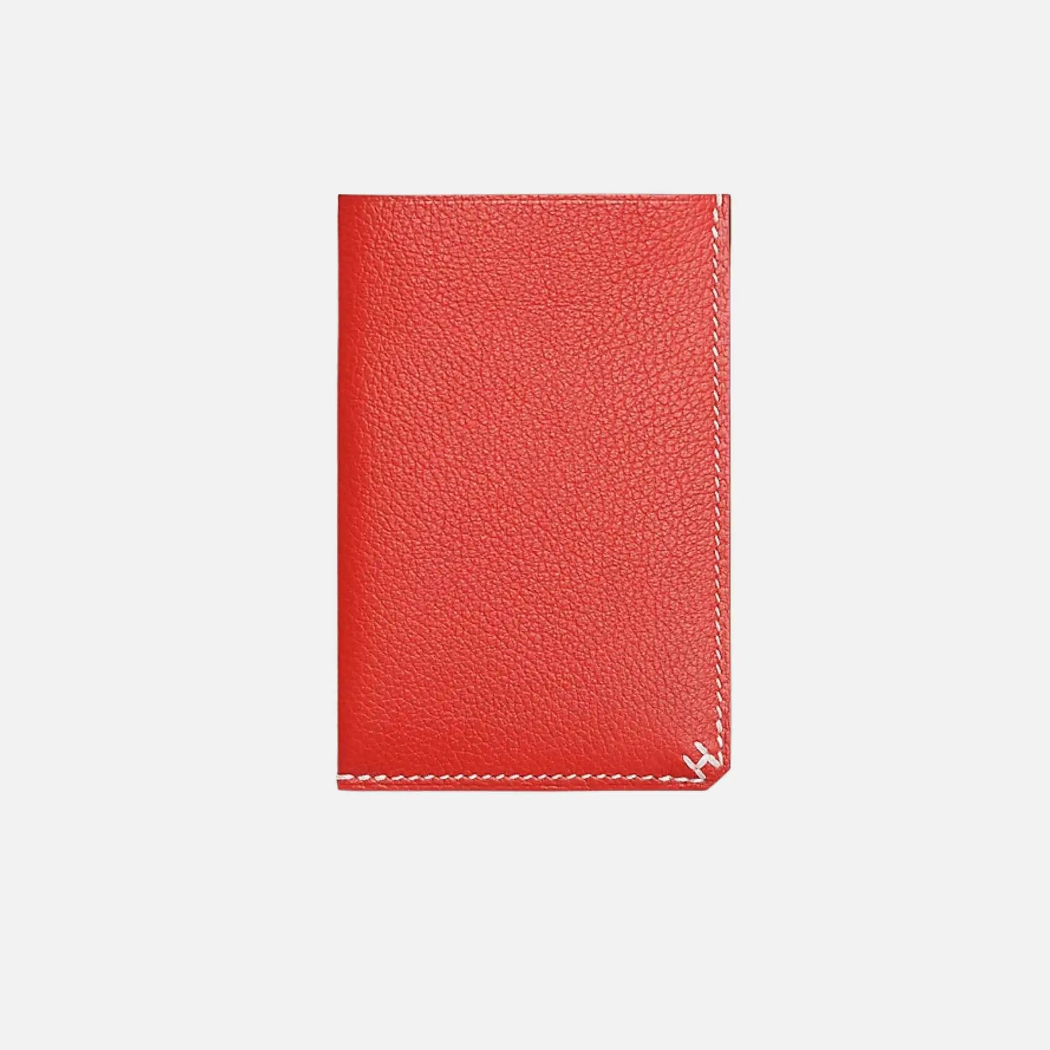 Hermes H Sellier Card Holder Evercolor Calfskin, Orange Field, Front