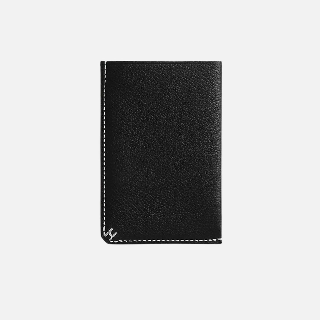 H Sellier Card Holder Evergrain Calfskin, Front, Black