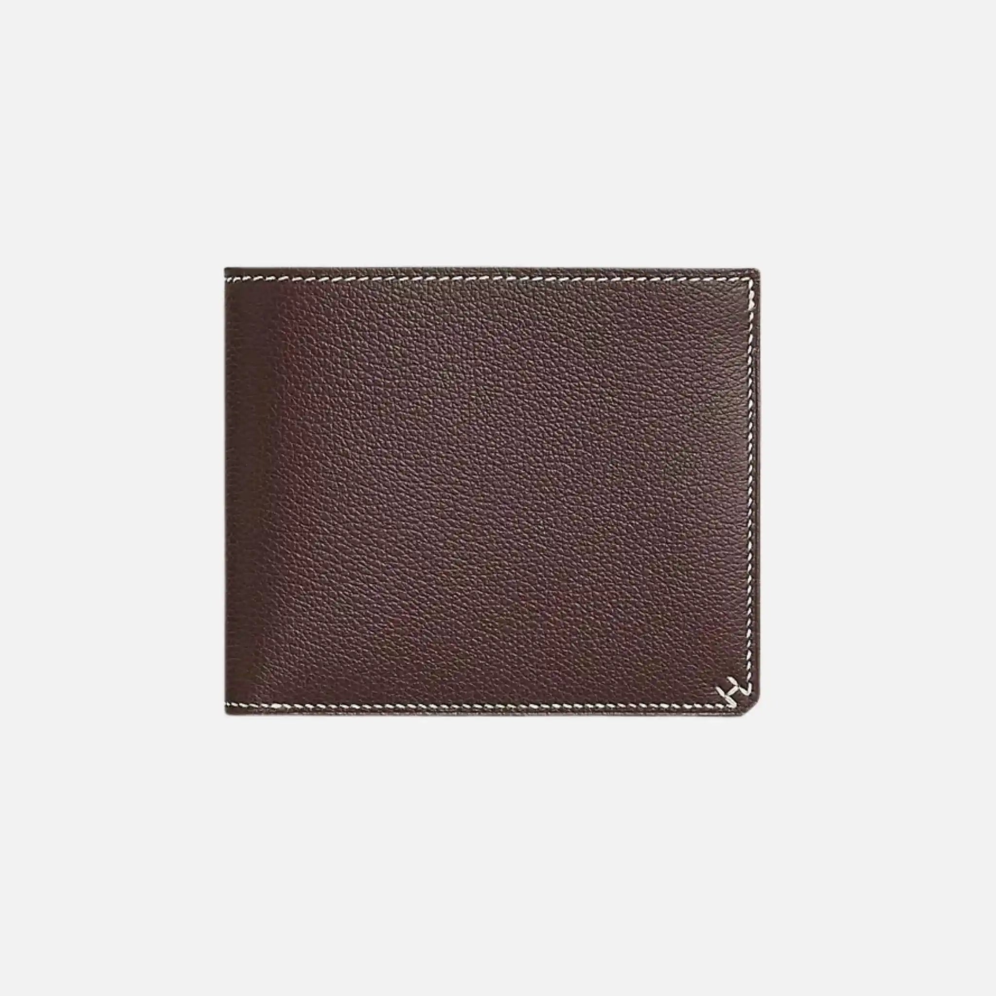 H Sellier Compact Wallet Evercolor Calfskin, Moka