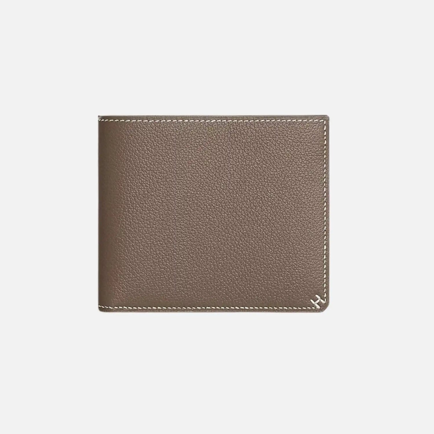 H Sellier Compact Wallet Evercolor Calfskin, Etoupe 