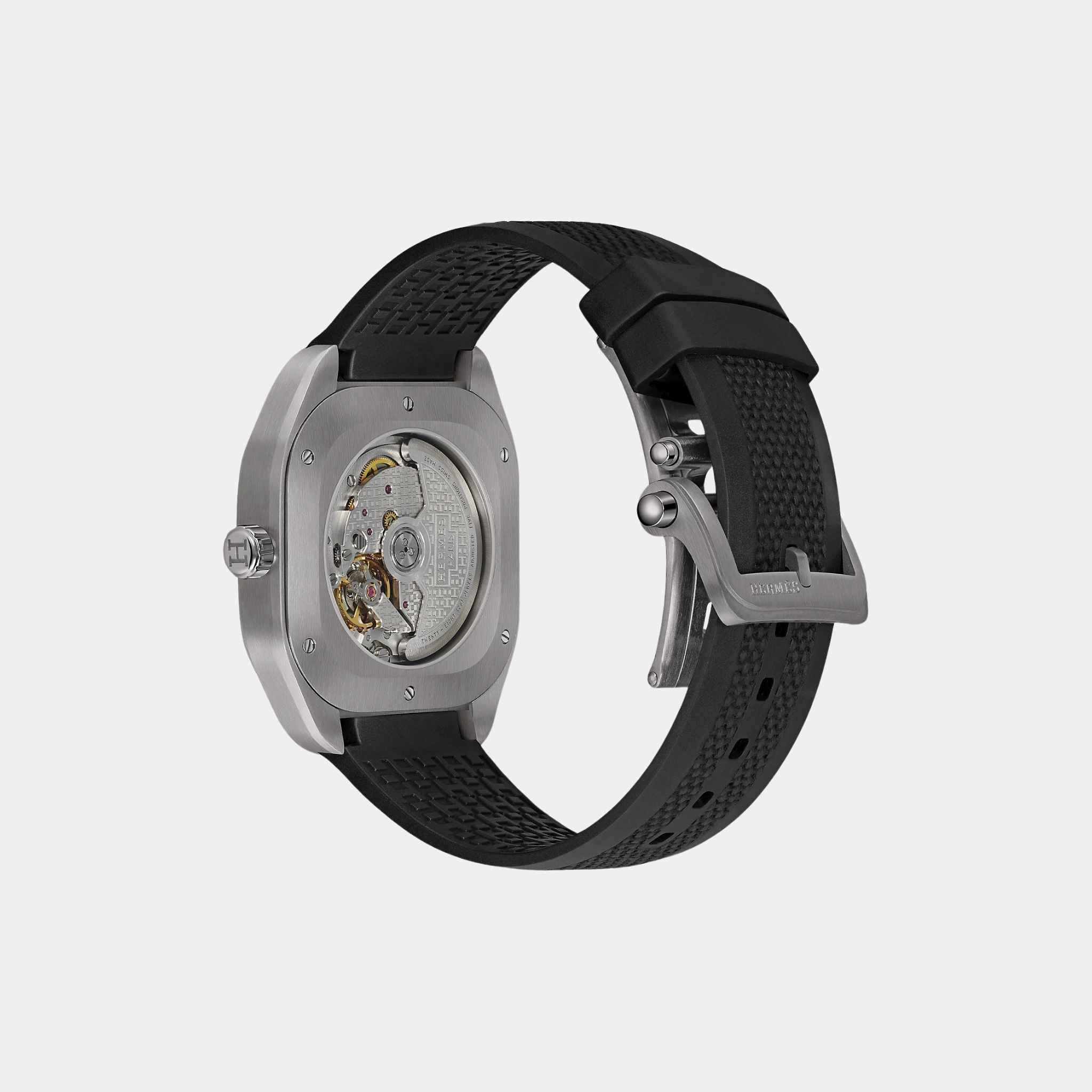 Hermes H08 42 mm Titanium Watch With Mirror-Polished Chamfers, Back