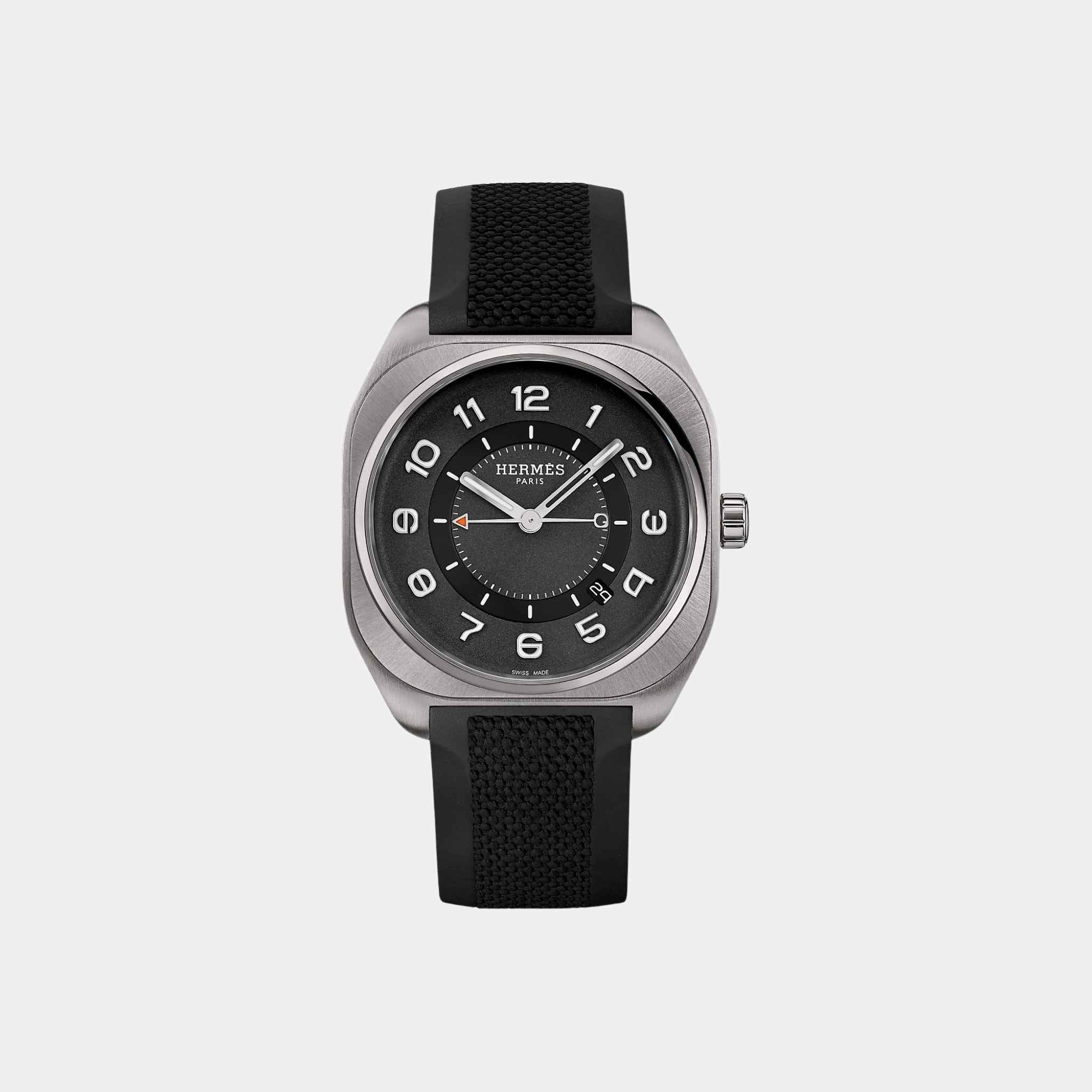 Hermes H08 42 mm Titanium Watch With Mirror-Polished Chamfers, Front