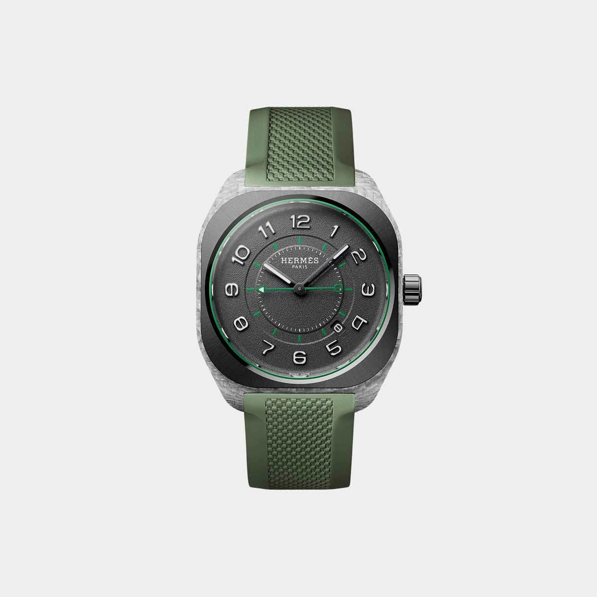 H08 Fiberglass Watch With Green Rubber Strap