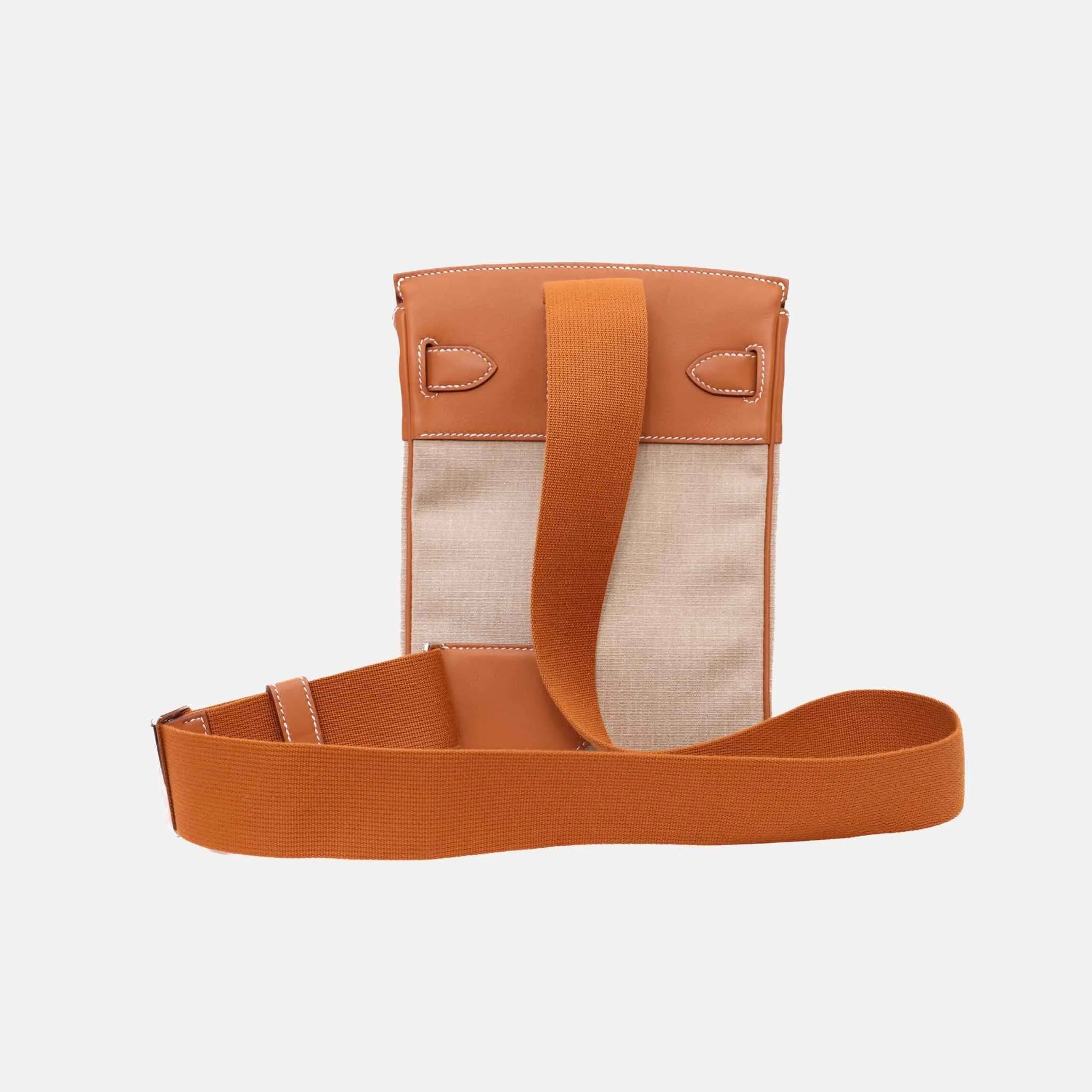 Hermes HAC A Dos PM GoldFicelle in LeatherCanvas PHW, Back