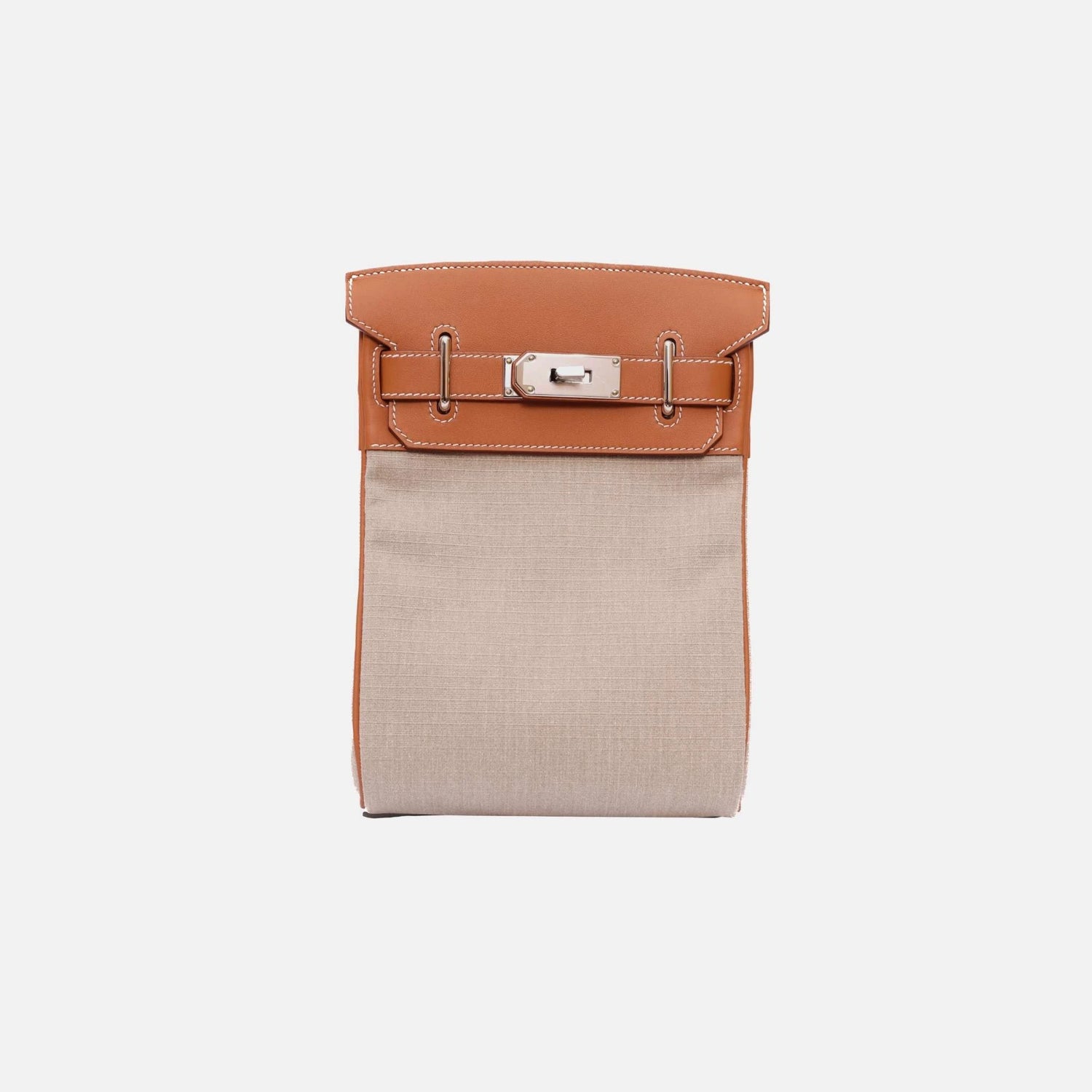 Hermes HAC A Dos PM GoldFicelle in LeatherCanvas PHW, Front