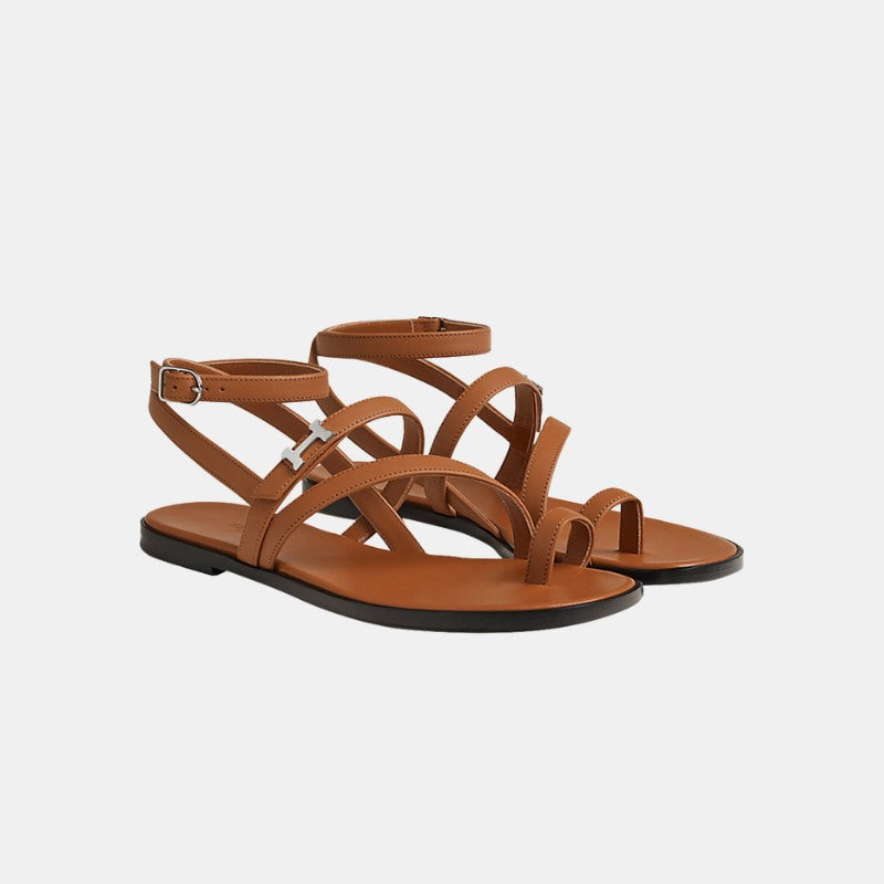 Hermes Harmonie Sandal, Brown, Front