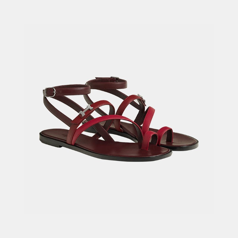 Hermes Harmonie Sandal, Burgundy, Front