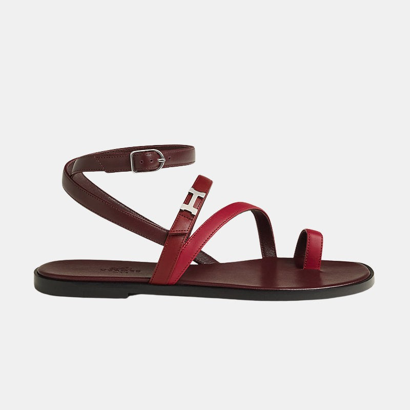 Hermes Harmonie Sandal, Burgundy, Side