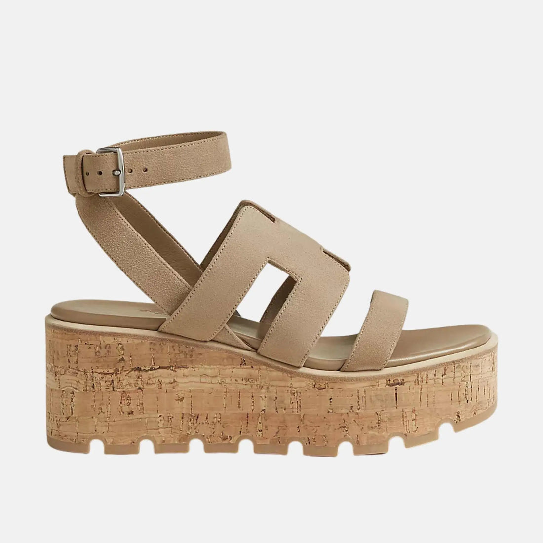 Hermes Havane 30 Sandal Suede Goatskin, Beige, Side