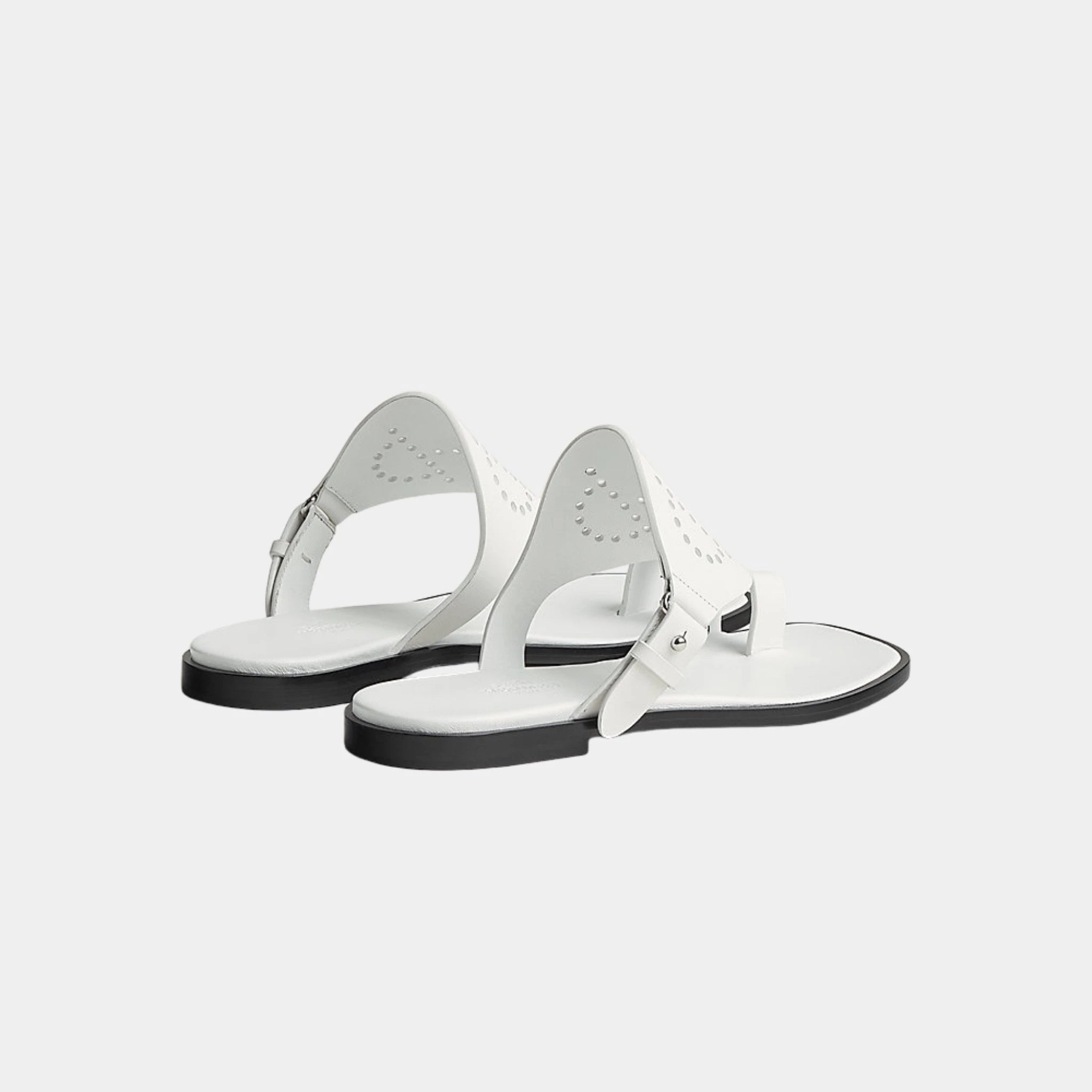 Hermes Hera Sandal Calfskin With Perforations, Blanc, Back