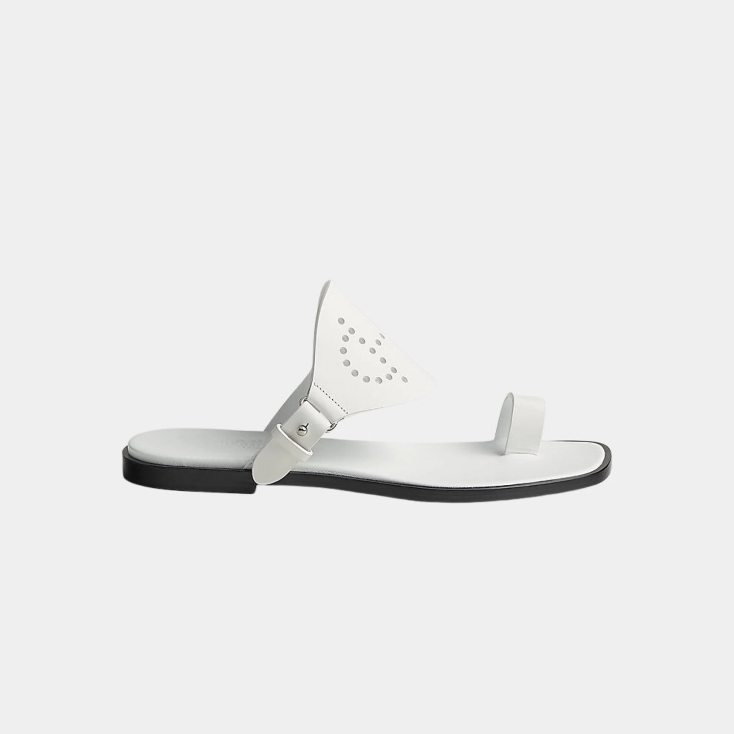 Hermes Hera Sandal Calfskin With Perforations, Blanc, Side