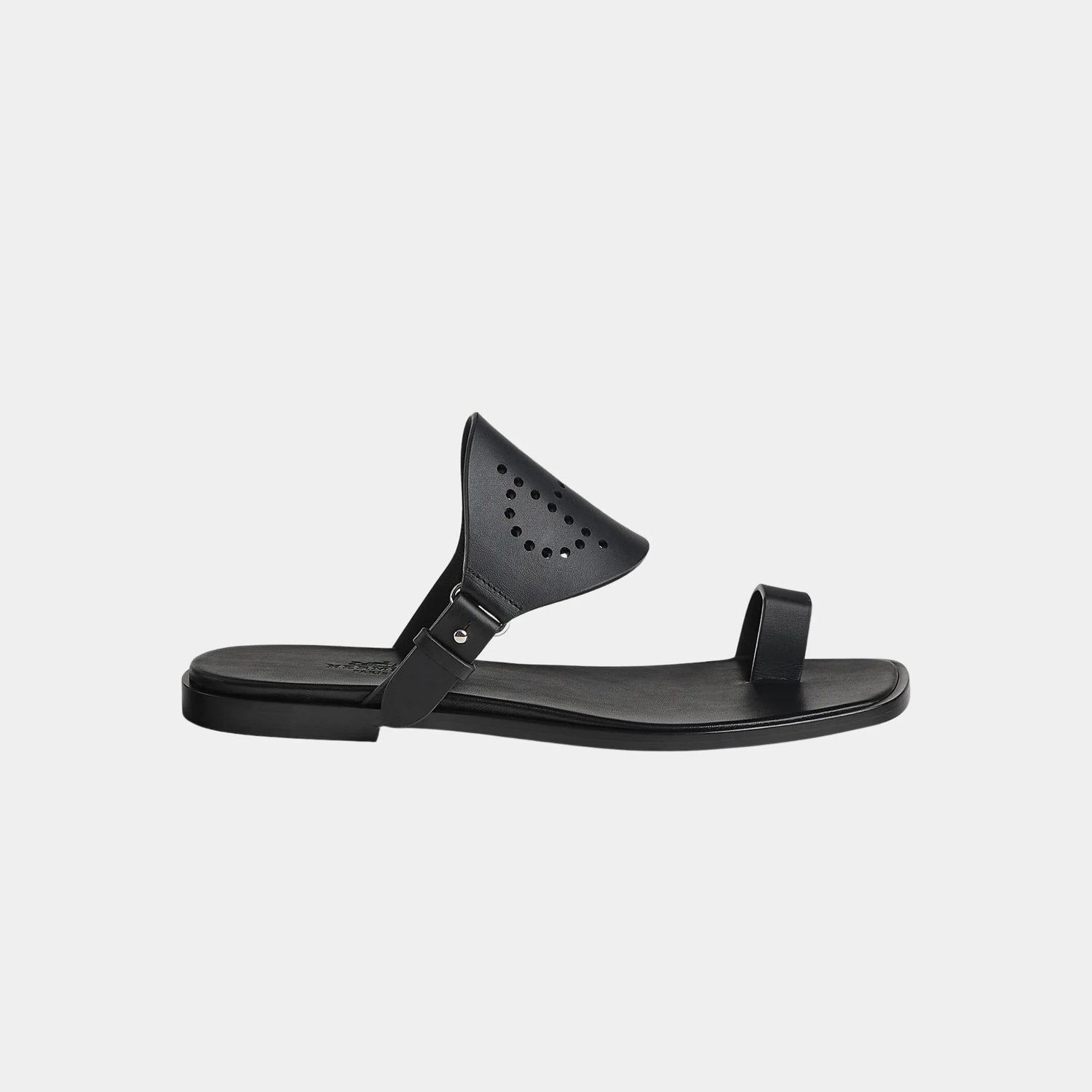 Hermes Hera Sandal Calfskin With Perforations, Noir, Side