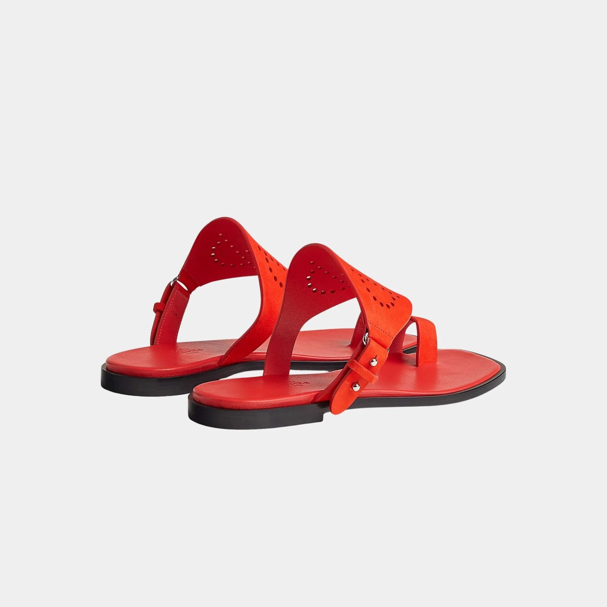 Hermes Hera Sandal Suede Goatskin, Grenadine Red, Back
