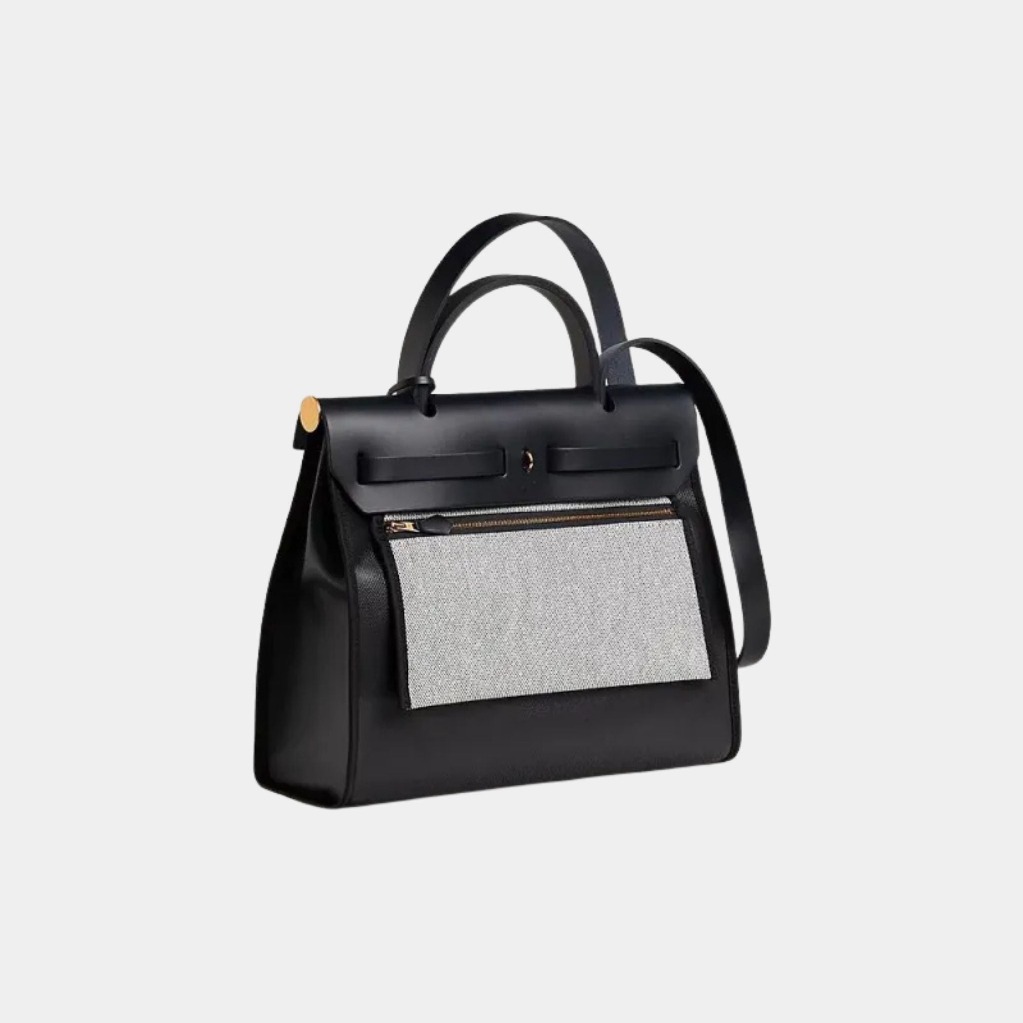 Hermes Herbag 31 Coated Toile Vache Hunter Black Ecru Bleu Indigo, Back