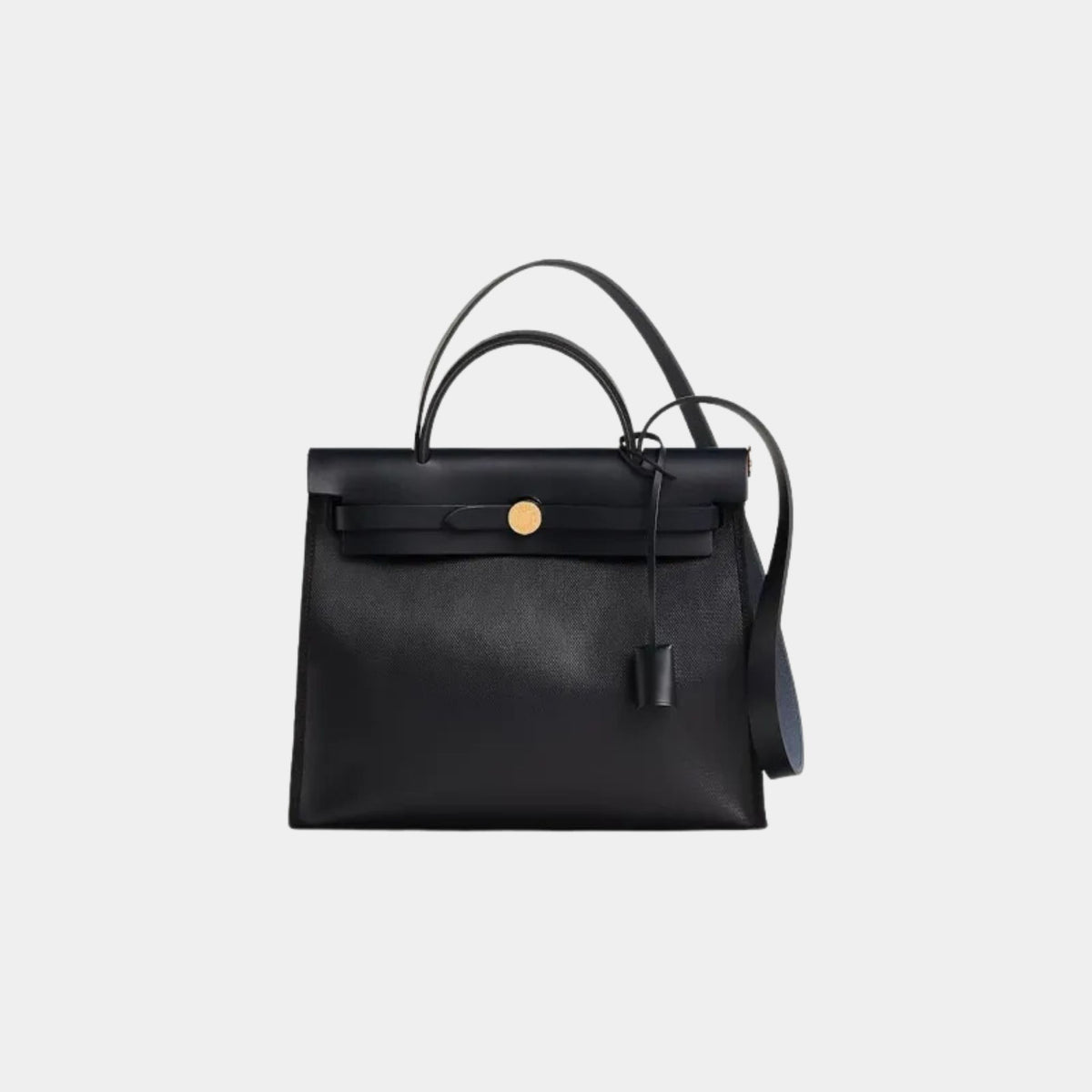 Herbag Zip 31 Coated Toile in Black Ecru Bleu Indigo