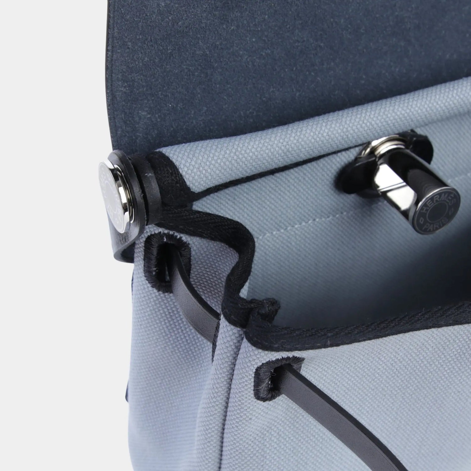 Hermes Herbag Zip Mini Vache Hunter-Canvas Black/Gris Pantin PHW, Interior