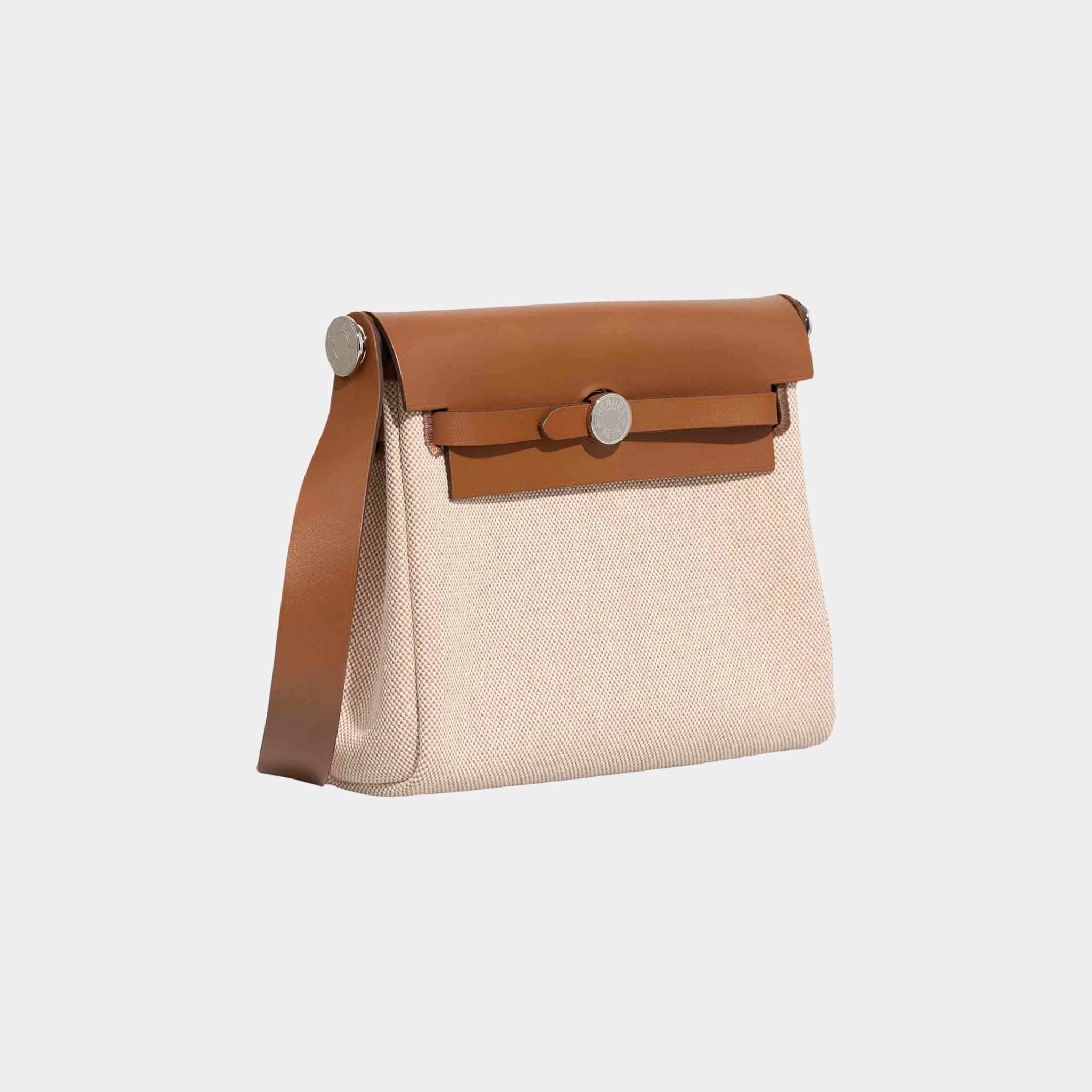 Hermes Herbag Mini Vache Hunter Toile Naturel Ecru, Side