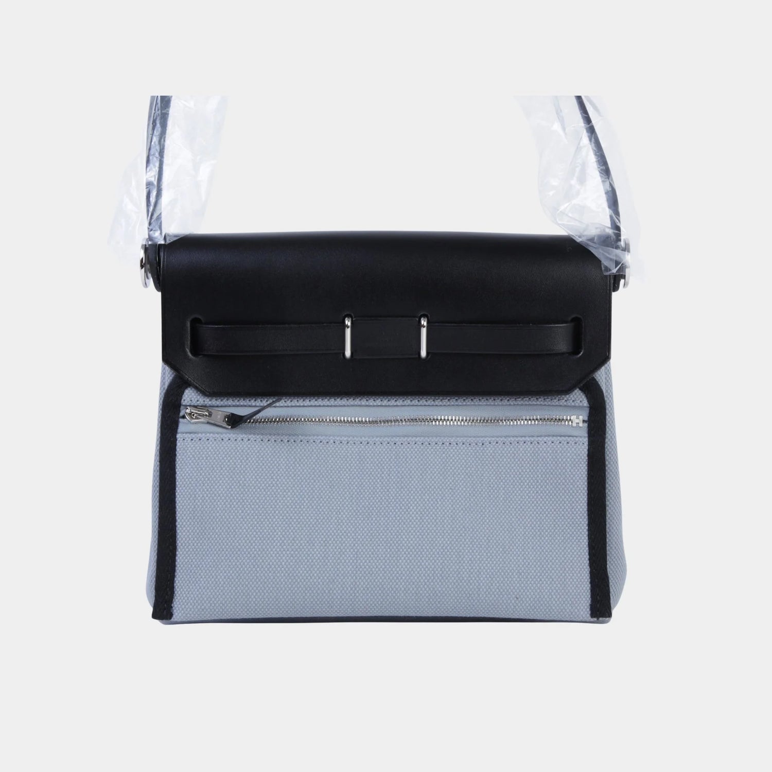 Hermes Herbag Zip Mini Vache Hunter-Canvas Black/Gris Pantin PHW, Back