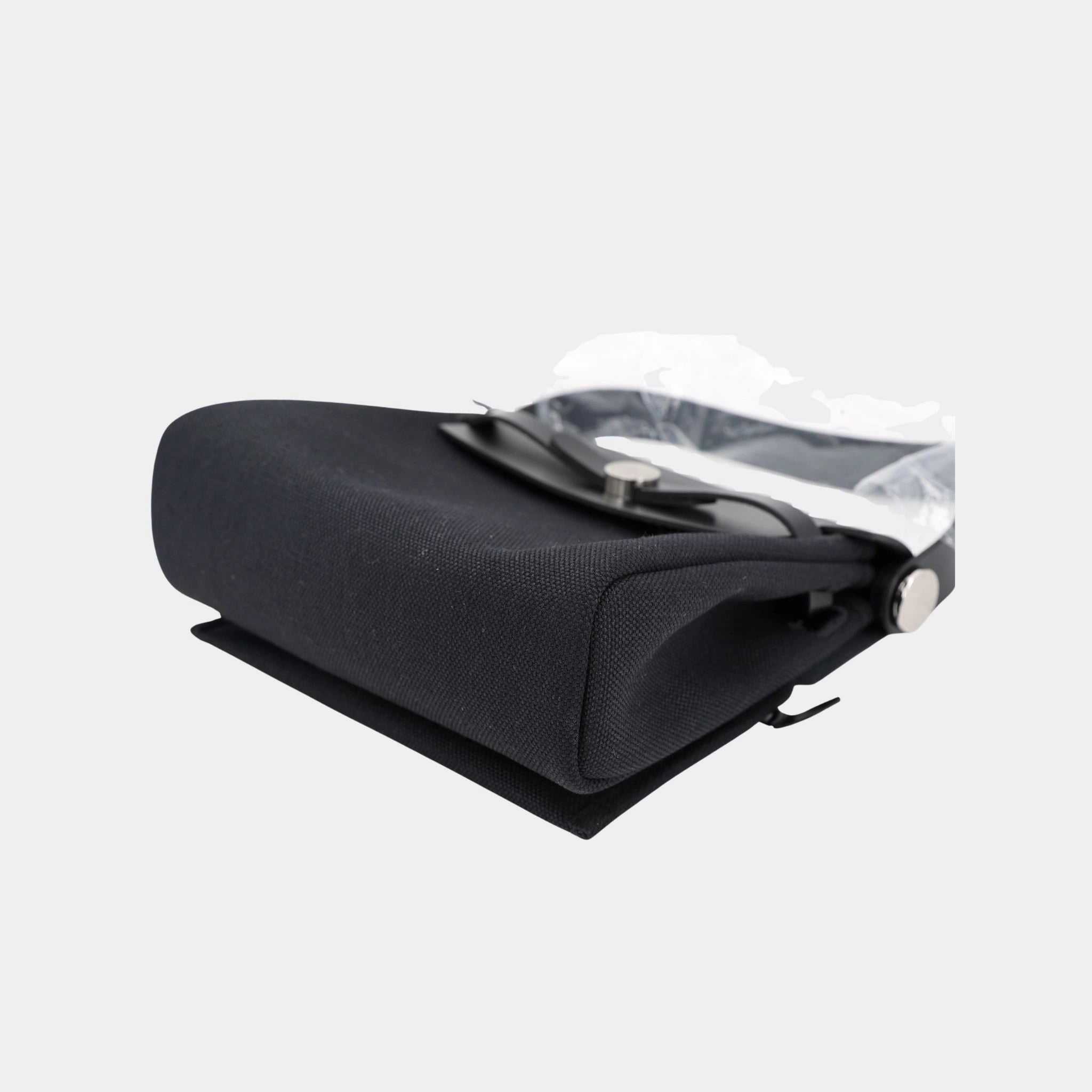 Hermes Herbag Zip Mini Vache Hunter-Canvas Black PHW, bottom