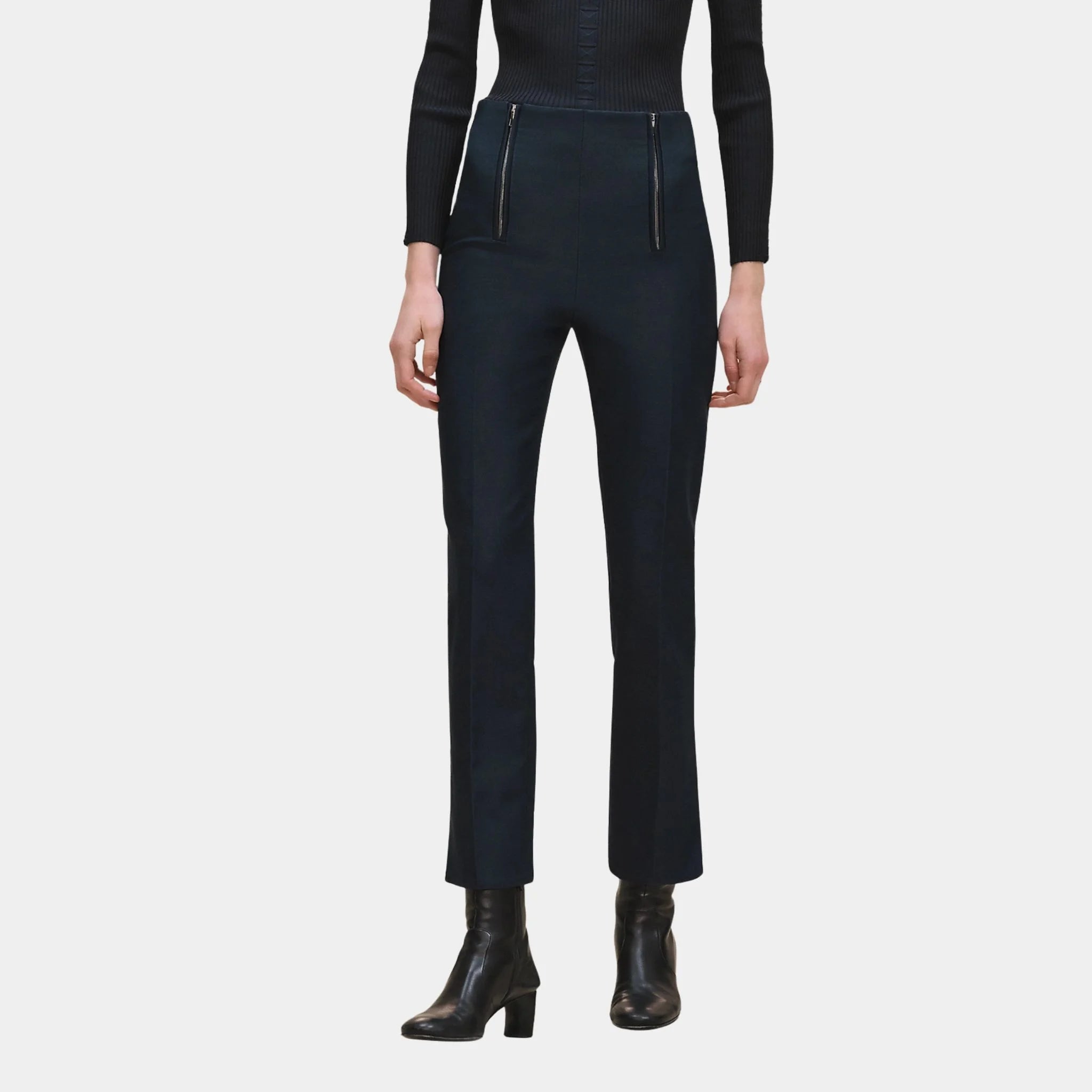 Hermes High-waisted Pants in Viscose and Stretch Wool, Bleu Celeste, Front