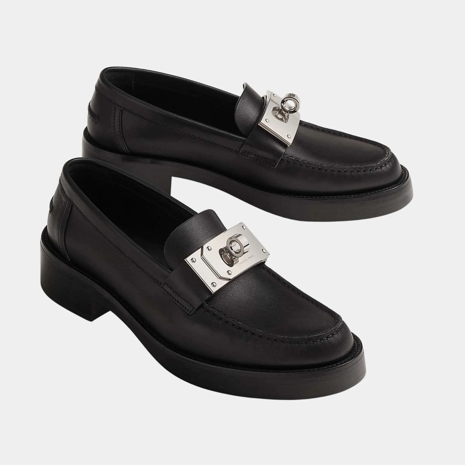 Hermes Hot Loafers in Calfskin, Noir, Front