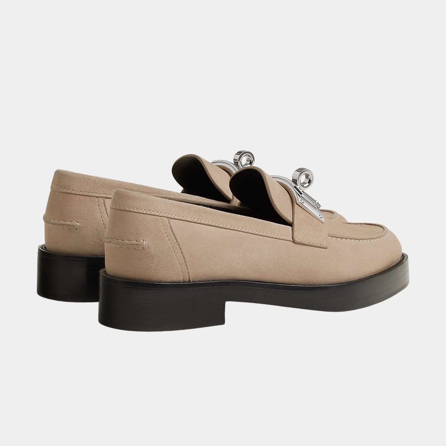 Hermes Hot Loafers in Suede Goatskin, Beige Camel, Back