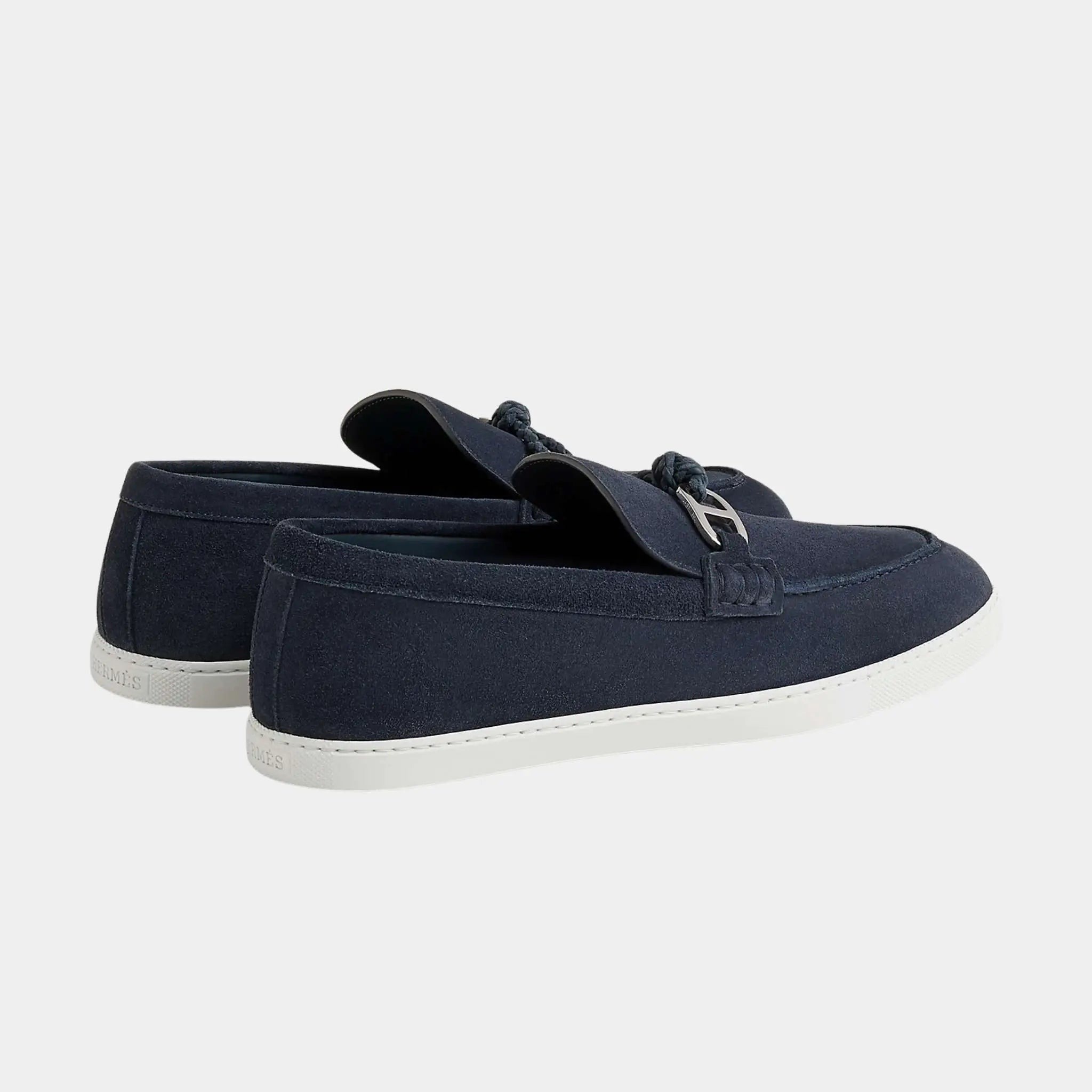 Hermes Ignacio Loafers in Suede Calfskin, Bleu Celeste, Back