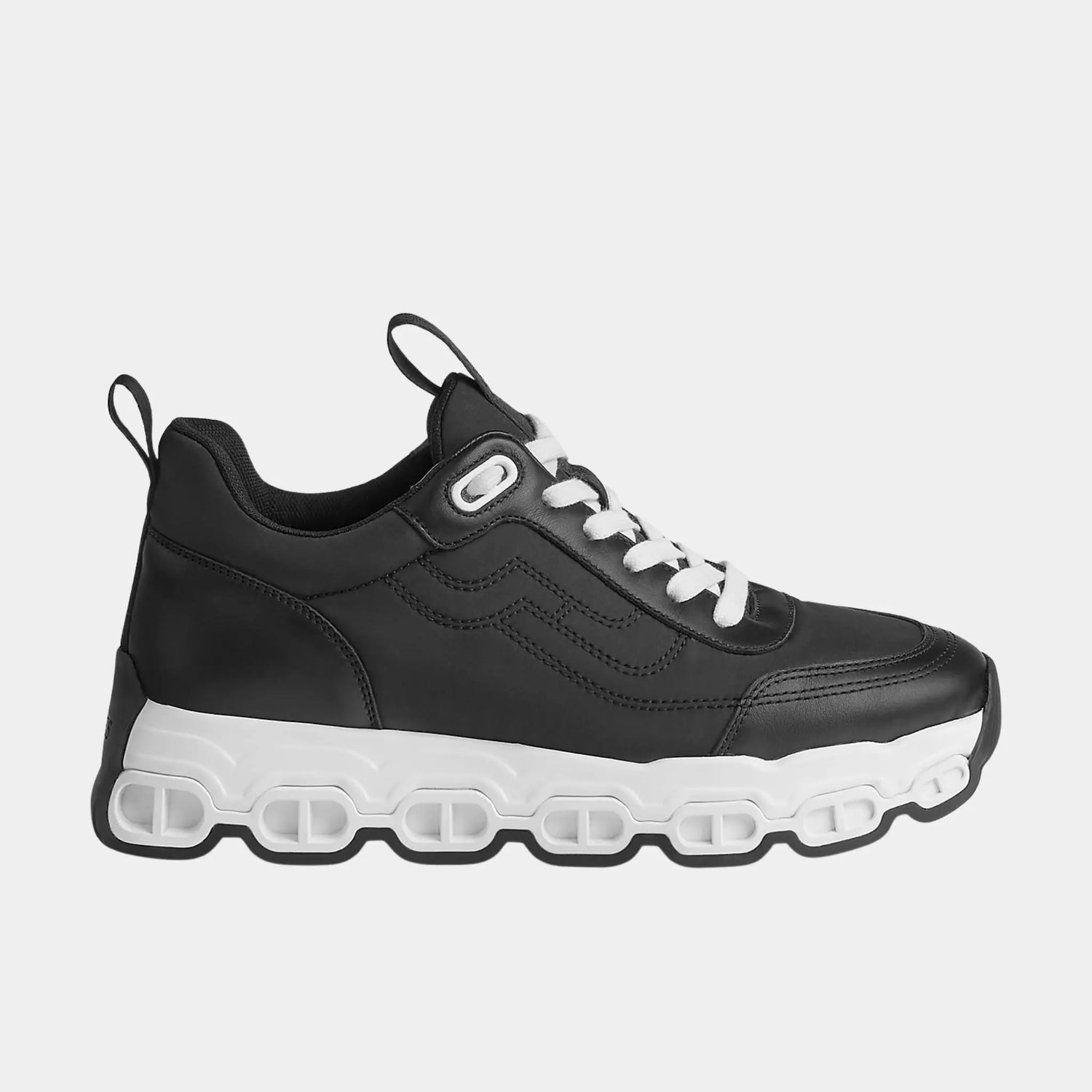 Hermes Impulse Sneakers in Parachute Fabric and Calfskin, Noir, Side