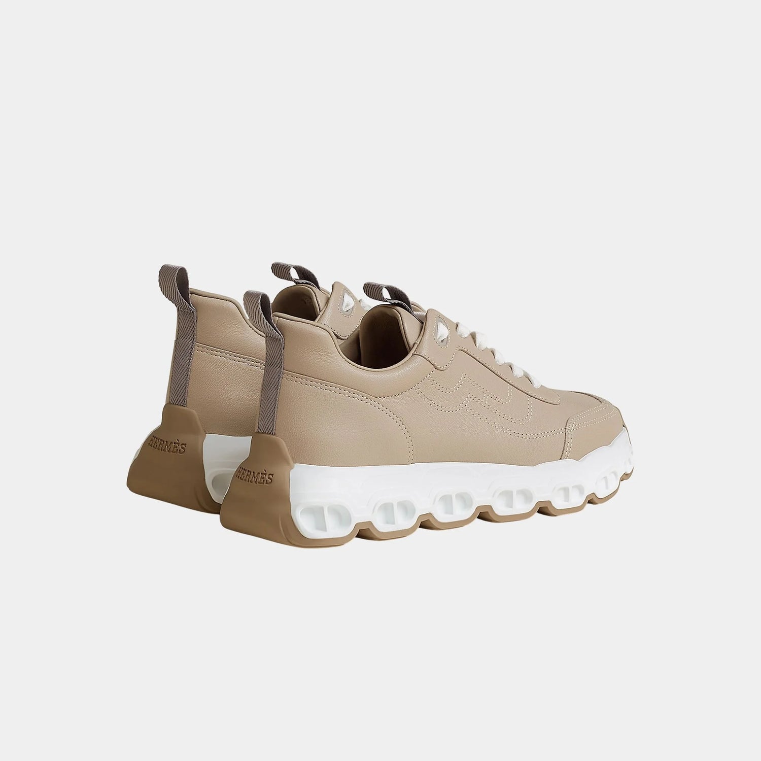 Hermes Impulse Sneakers in Sporty Goatskin, Beige Galet, Back