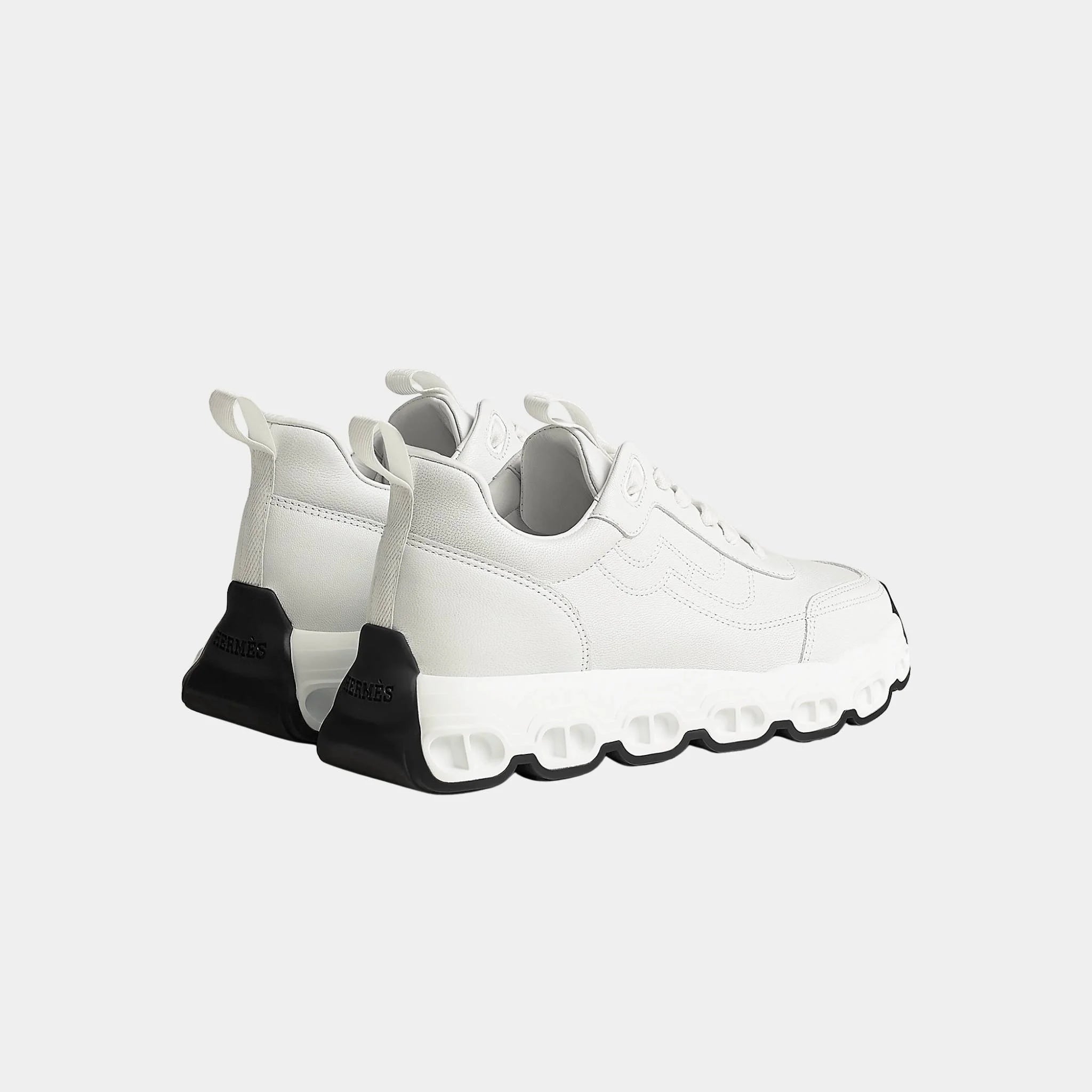 Hermes Impulse Sneakers in Sporty Goatskin, Blanc, Back