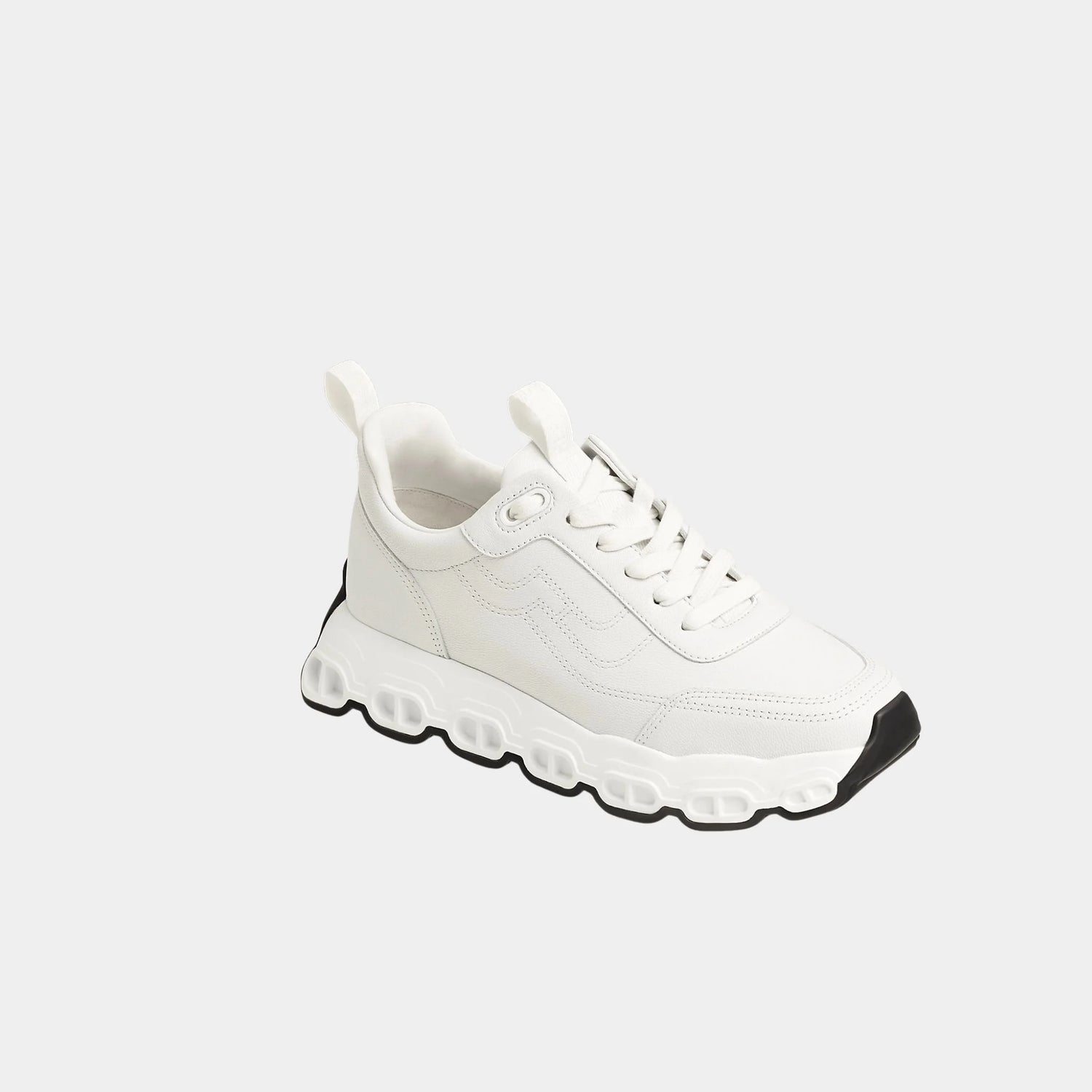 Hermes Impulse Sneakers in Sporty Goatskin, Blanc, Front