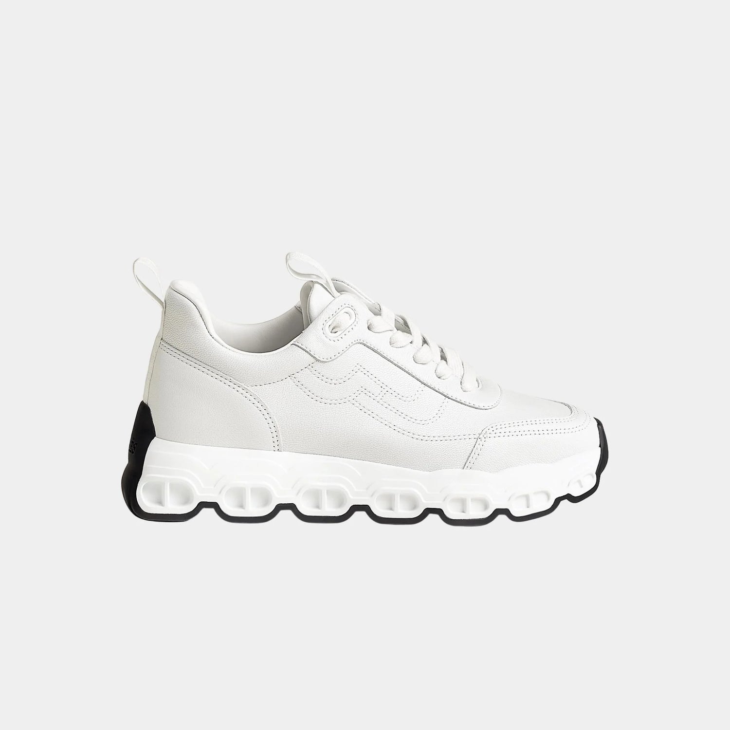 Hermes Impulse Sneakers in Sporty Goatskin, Blanc, Side