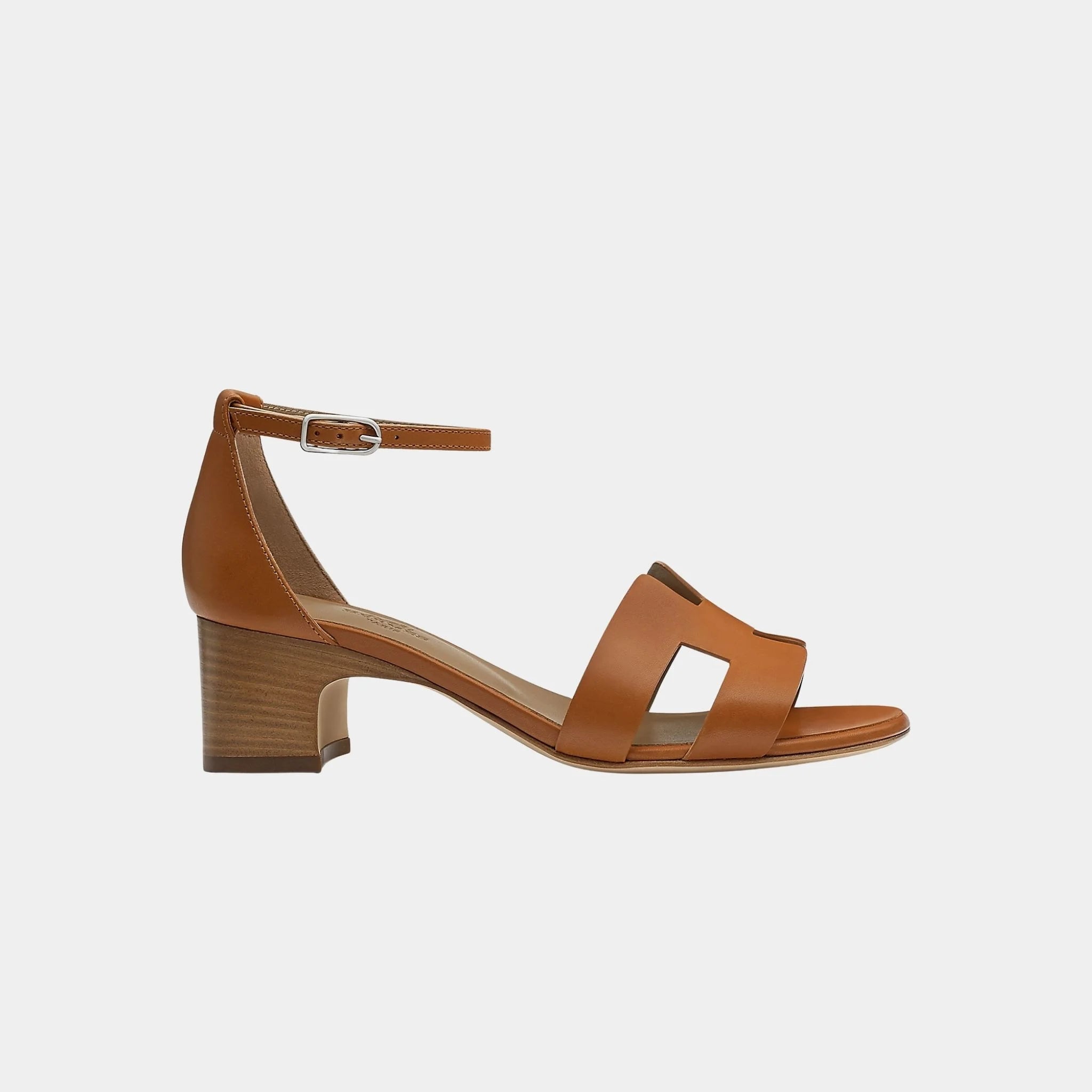 Hermes Incense 50 Heeled Sandals in Calfskin, Naturel, Side