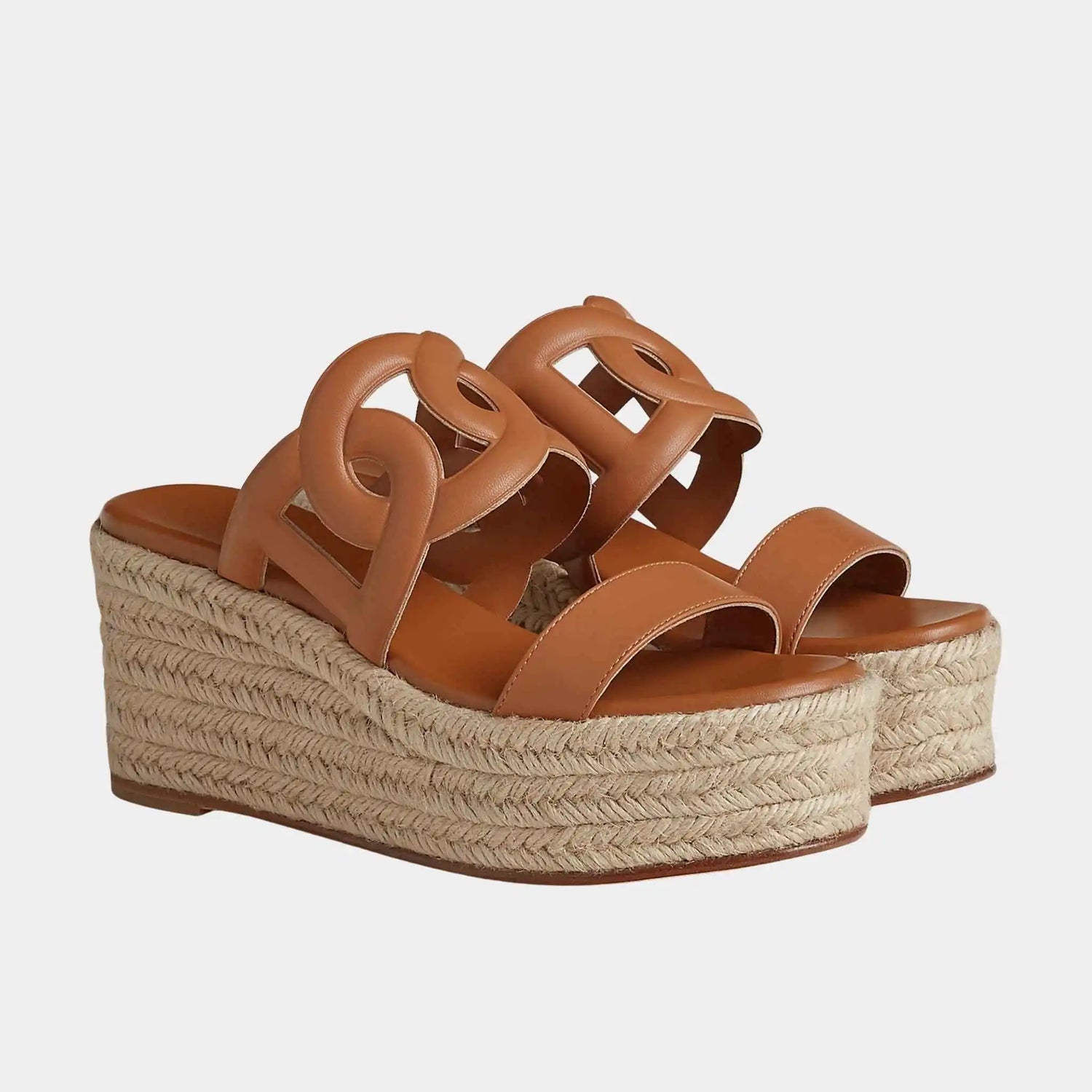 Hermes Ithea 30 Espadrille in Nappa Leather, Naturel, Front