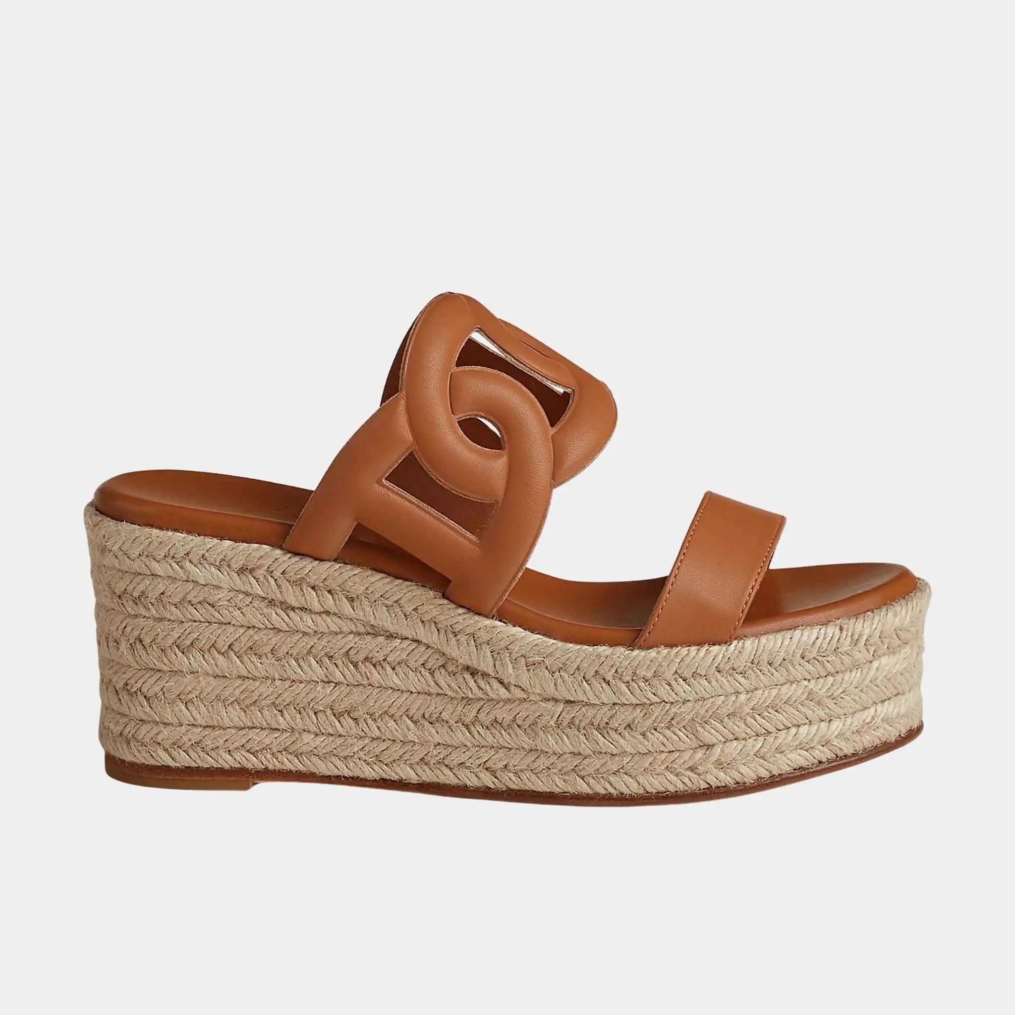 Hermes Ithea 30 Espadrille in Nappa Leather, Naturel, Side
