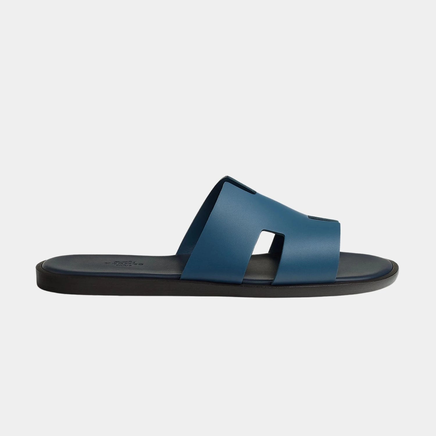 Hermes Izmir Sandal In Calfskin, Bleu Turquin, Side