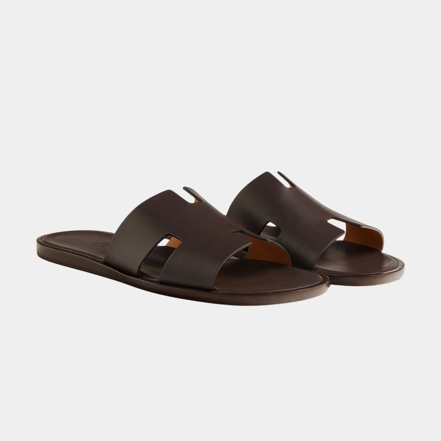 Hermes Izmir Sandal In Calfskin, Moka, Front