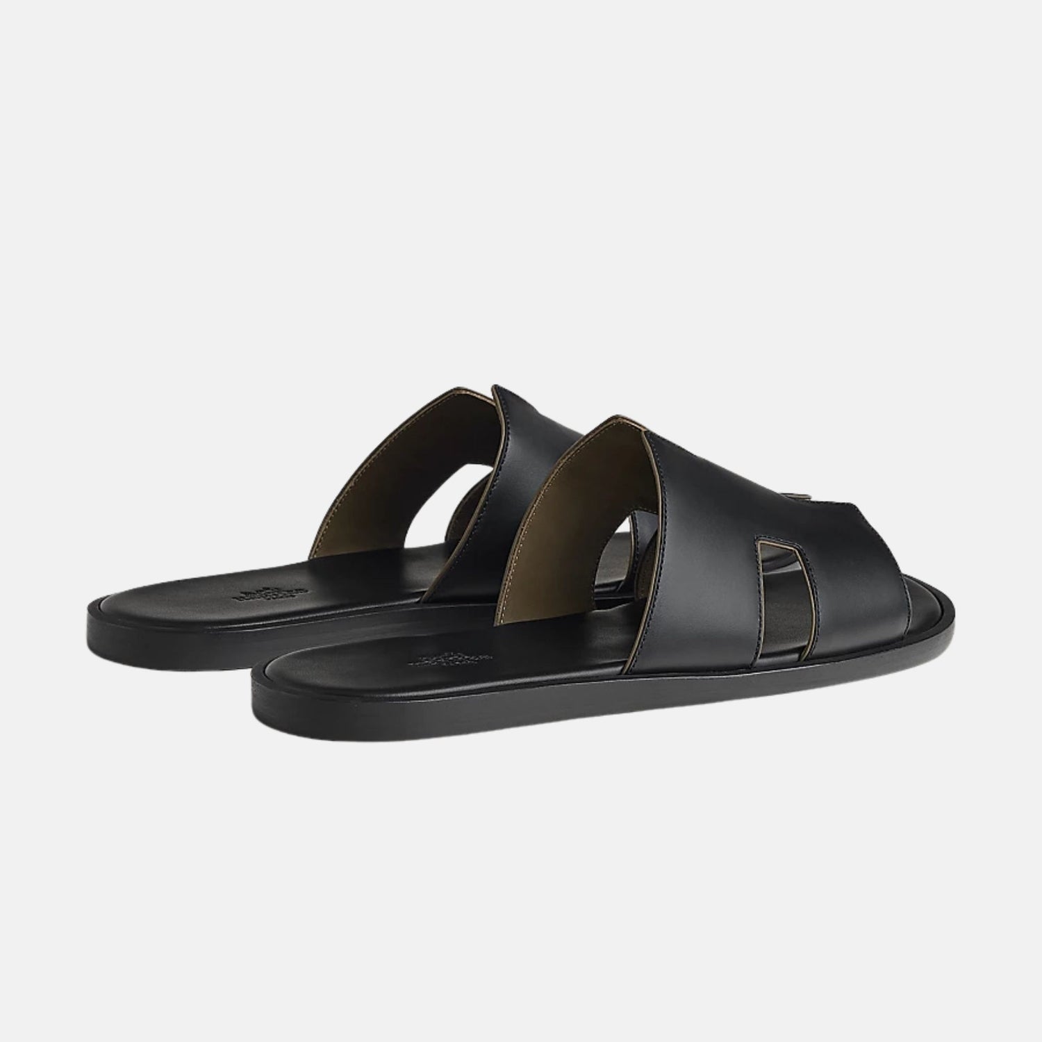 Hermes Izmir Sandal In Calfskin And Nappa Leather, Noir Vert Toundra, Back