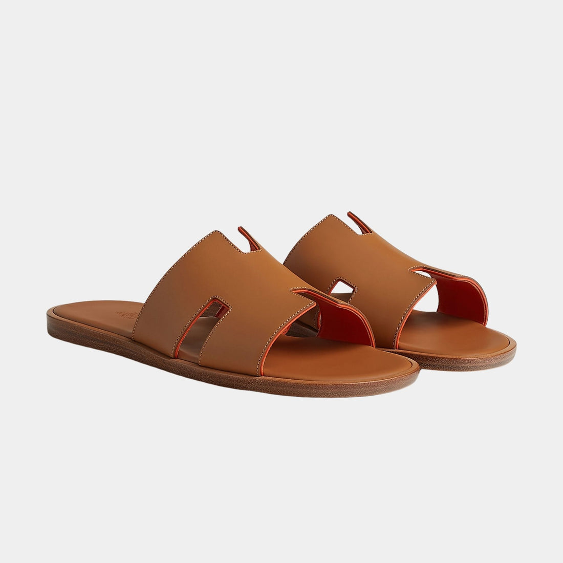 Hermes Izmir Sandal in Calfskin and Nappa Leather Piping, Front