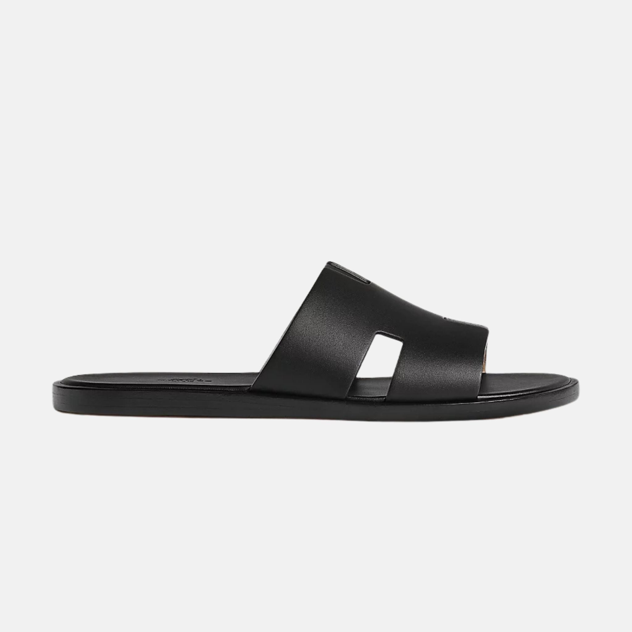 Hermes Izmir Sandal In Calfskin, Noir, Side