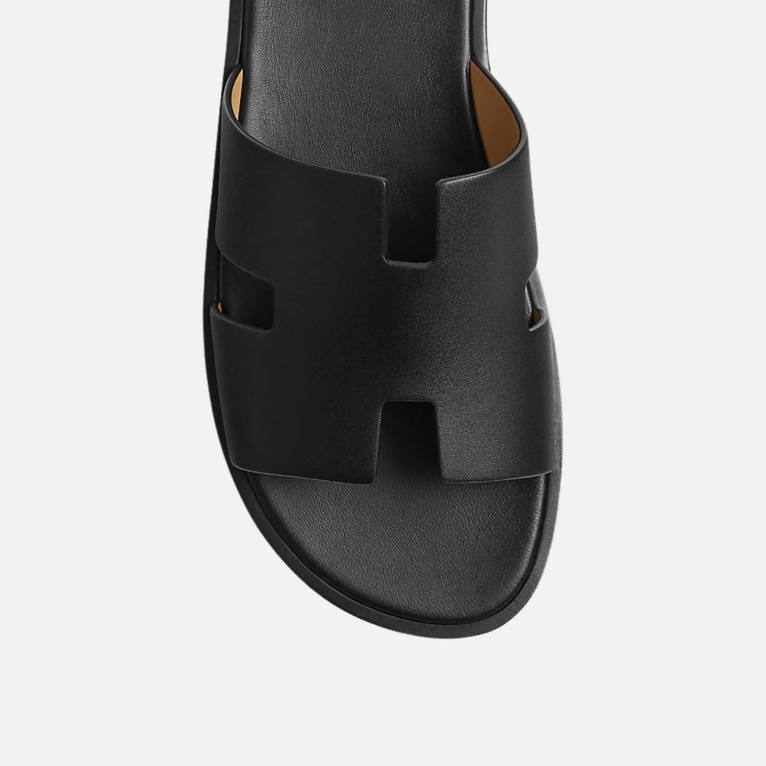 Hermes Izmir Sandal In Calfskin, Noir, Top