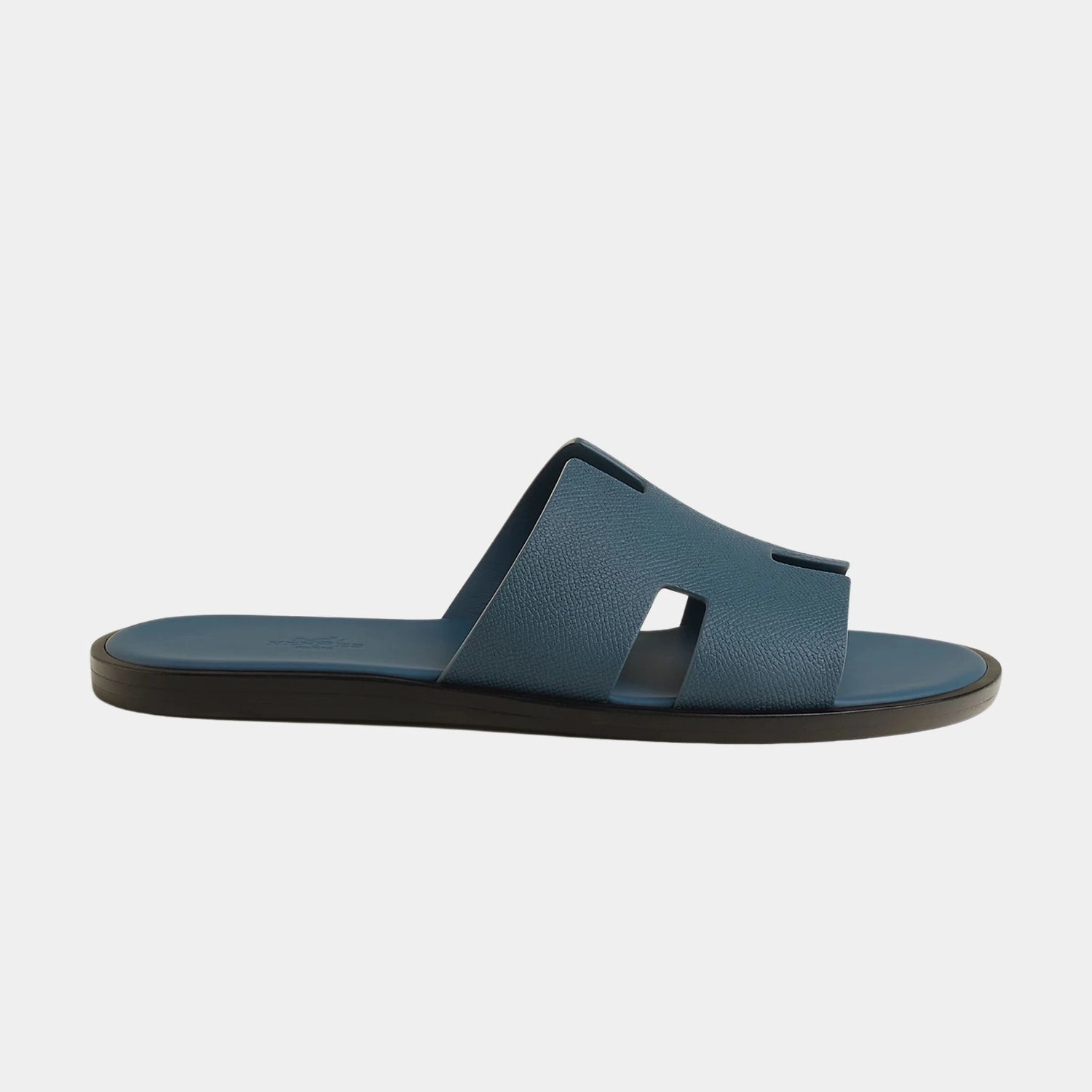 Hermes Izmir Sandal in Epsom Calfskin, Bleu Turquin, Side